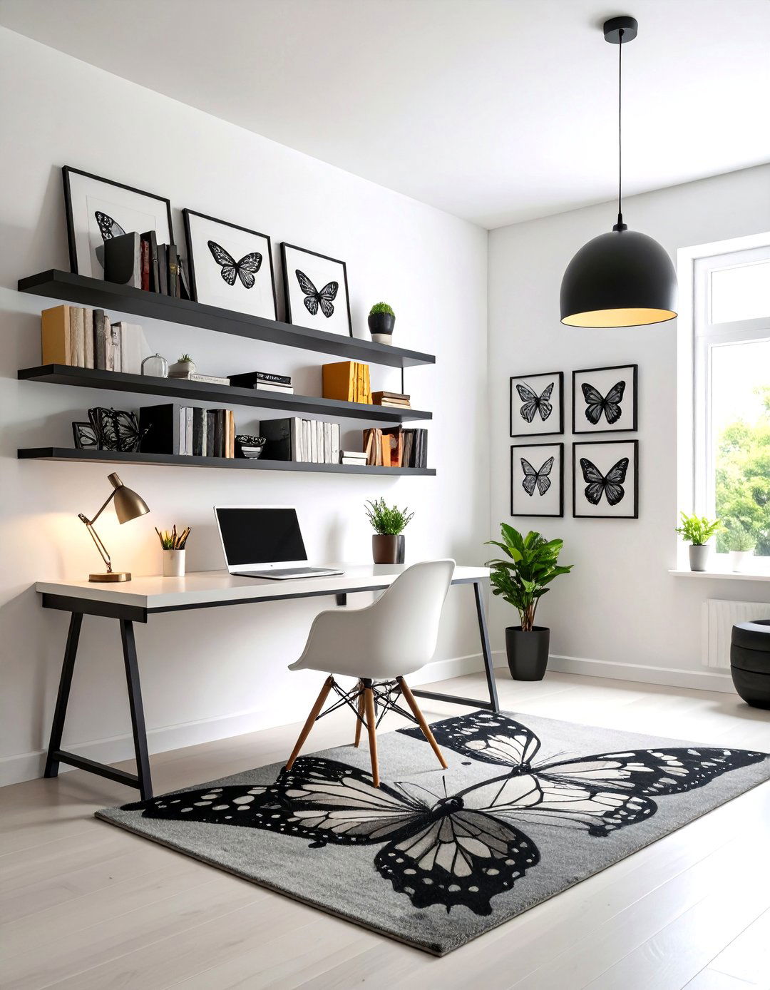Minimalist Monochrome Butterfly Study - 20 Butterfly-themed Room Ideas
