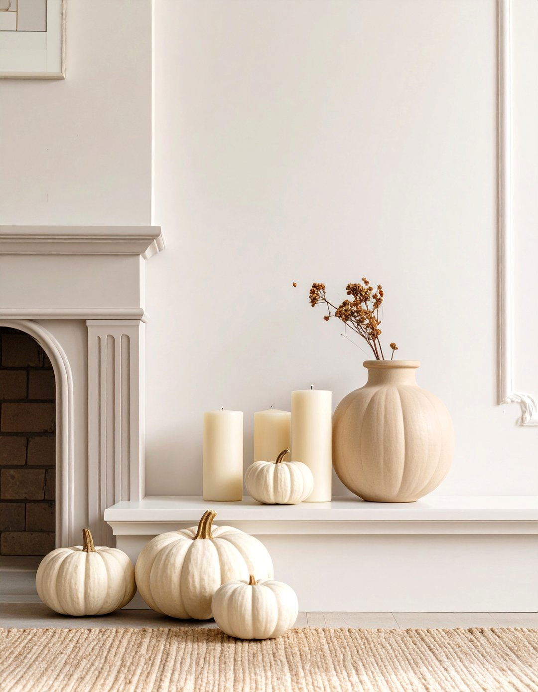 Minimalist Neutrals Mantel - 20 Fall Mantel Decor Ideas