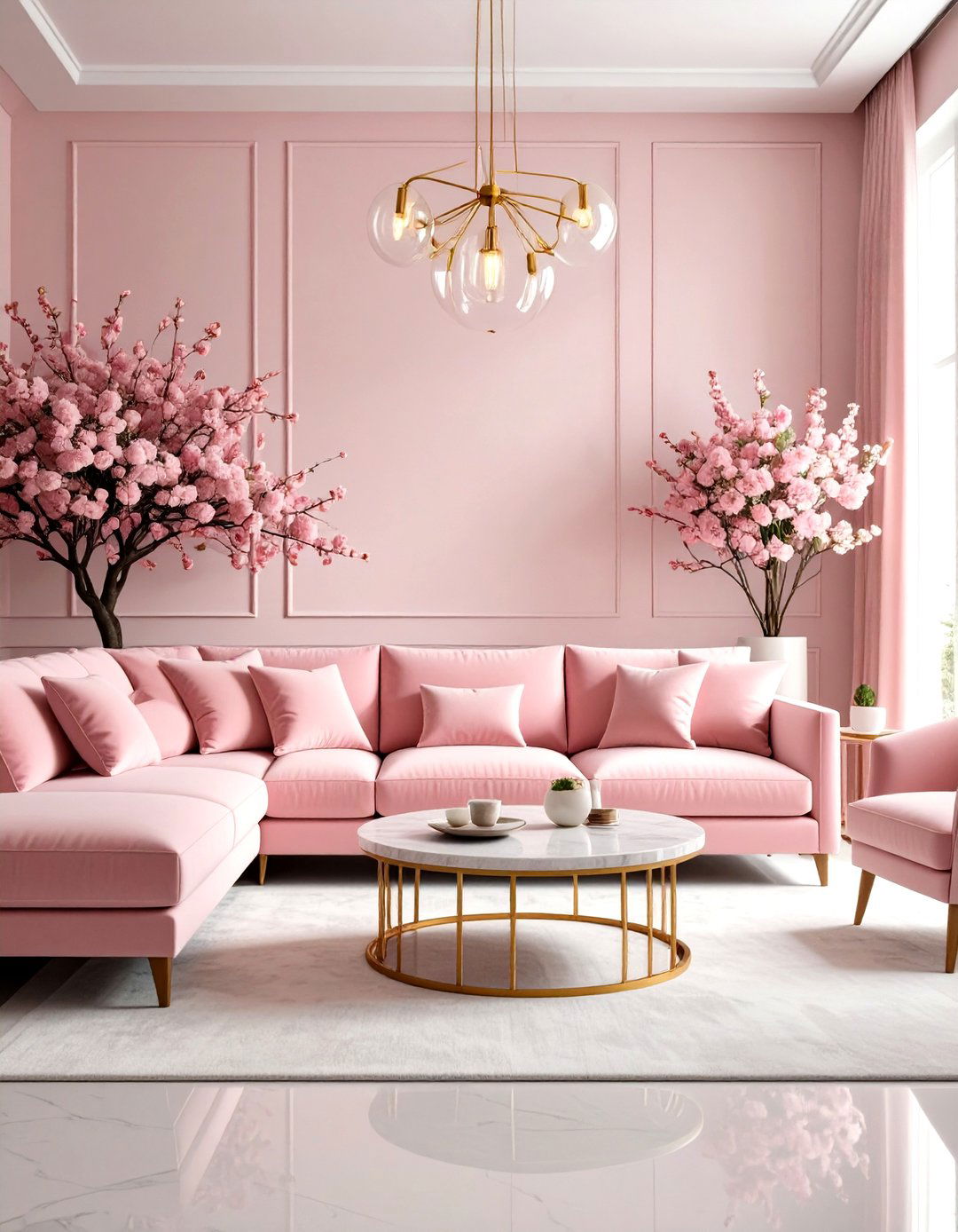 Minimalist Pink Living Room with Clean Sophistication - 20 Pink Living Room Ideas