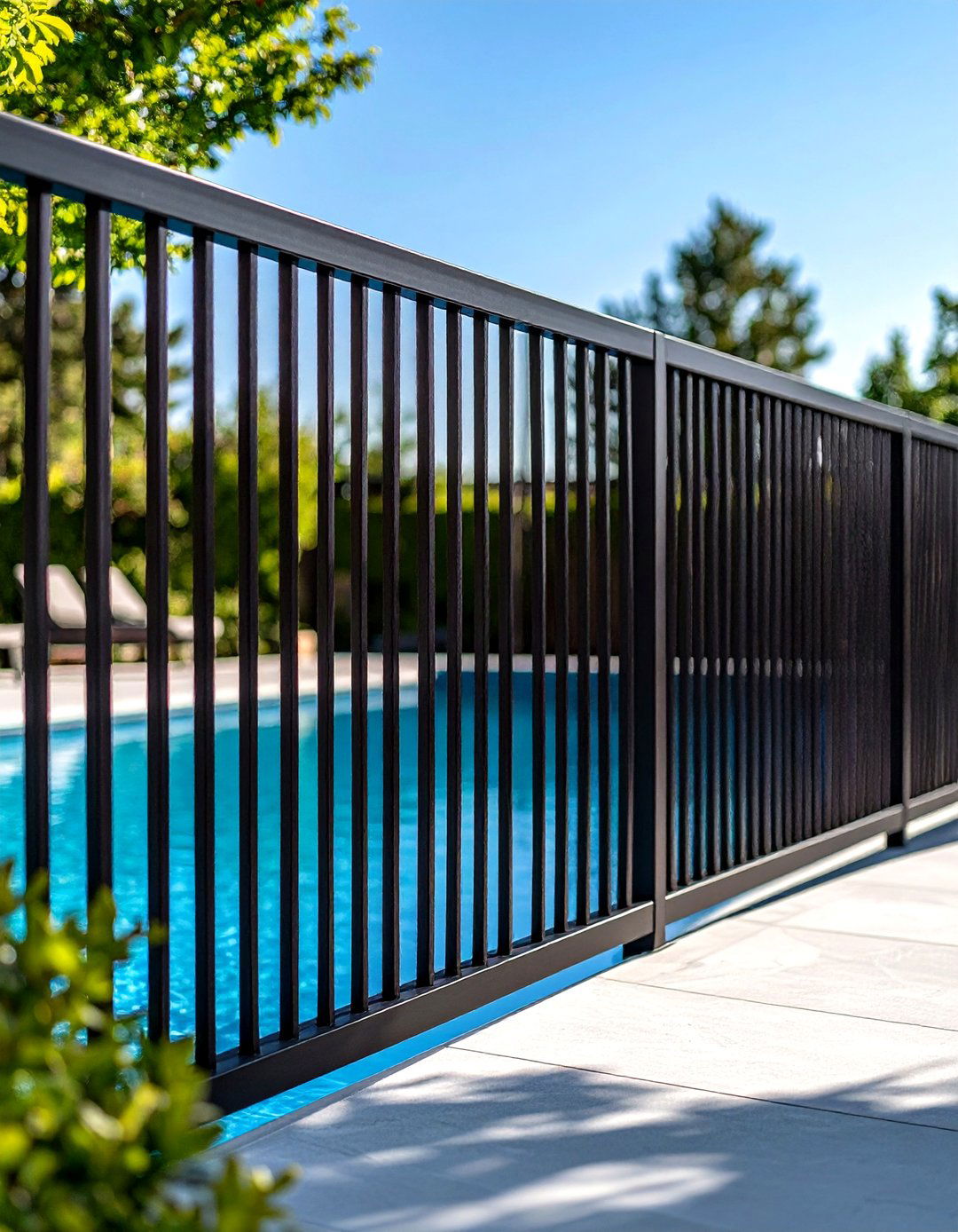 Minimalist Powder Coated Steel Fences - 20 Pool Fence Ideas