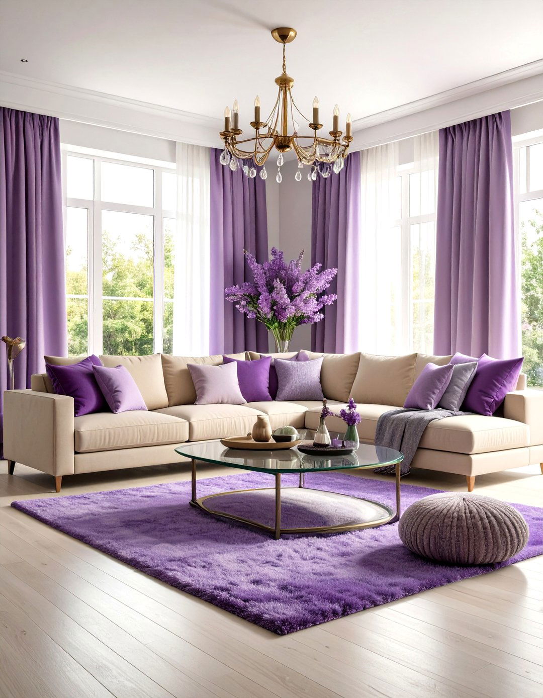 Minimalist Purple Living Room with Lavender Accents - 20 Purple Living Room Ideas