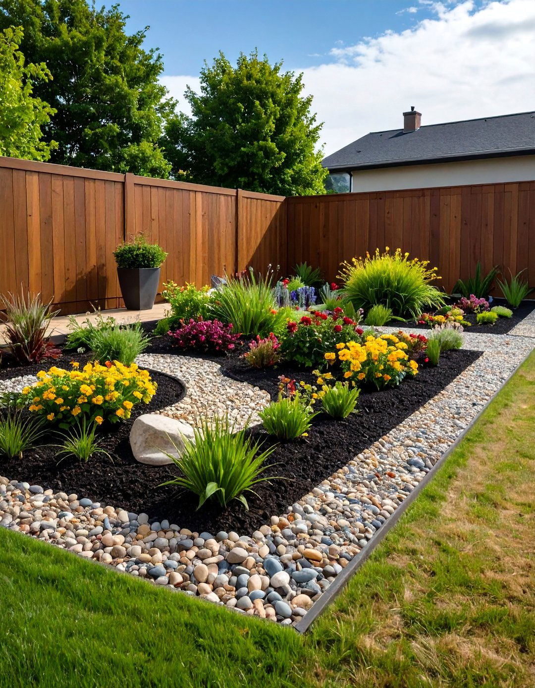 Minimalist Rock and Mulch Beds - 20 Small Front Yard Landscaping Ideas