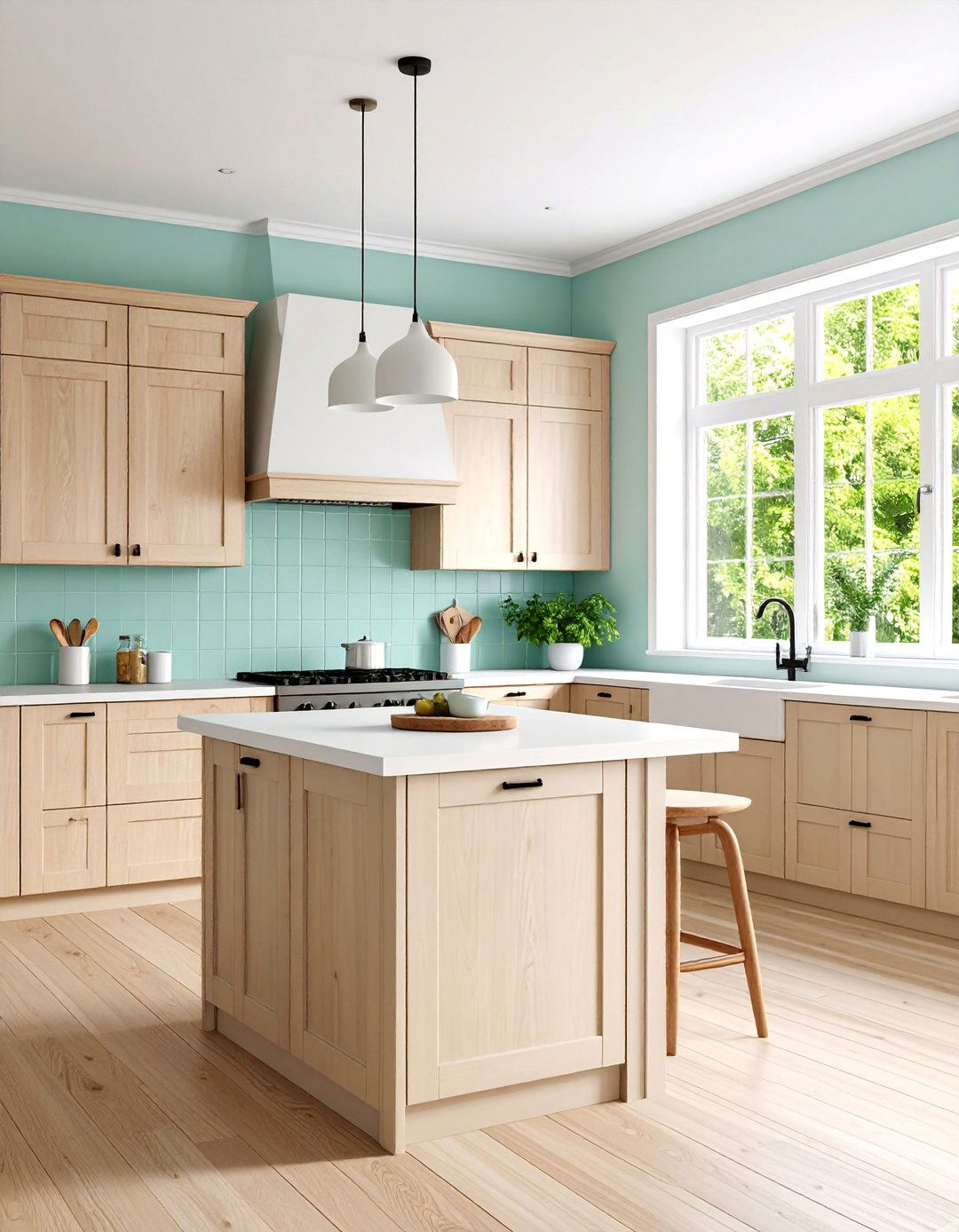 Minimalist Scandinavian Kitchen With Green Backsplash Accent - 20 Kitchen With Green Backsplash Ideas