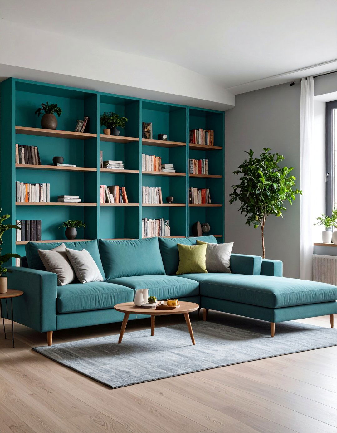 Minimalist Scandinavian Teal and Grey - 20 Teal and Grey Living Room Ideas