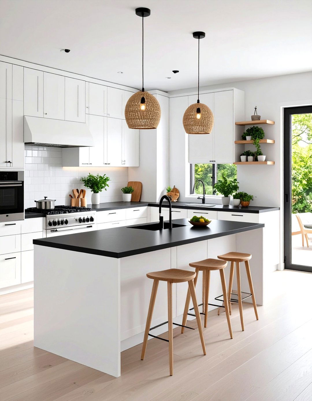 Minimalist Scandinavian White Kitchen with Black Countertops - 20 white kitchen with black countertops ideas