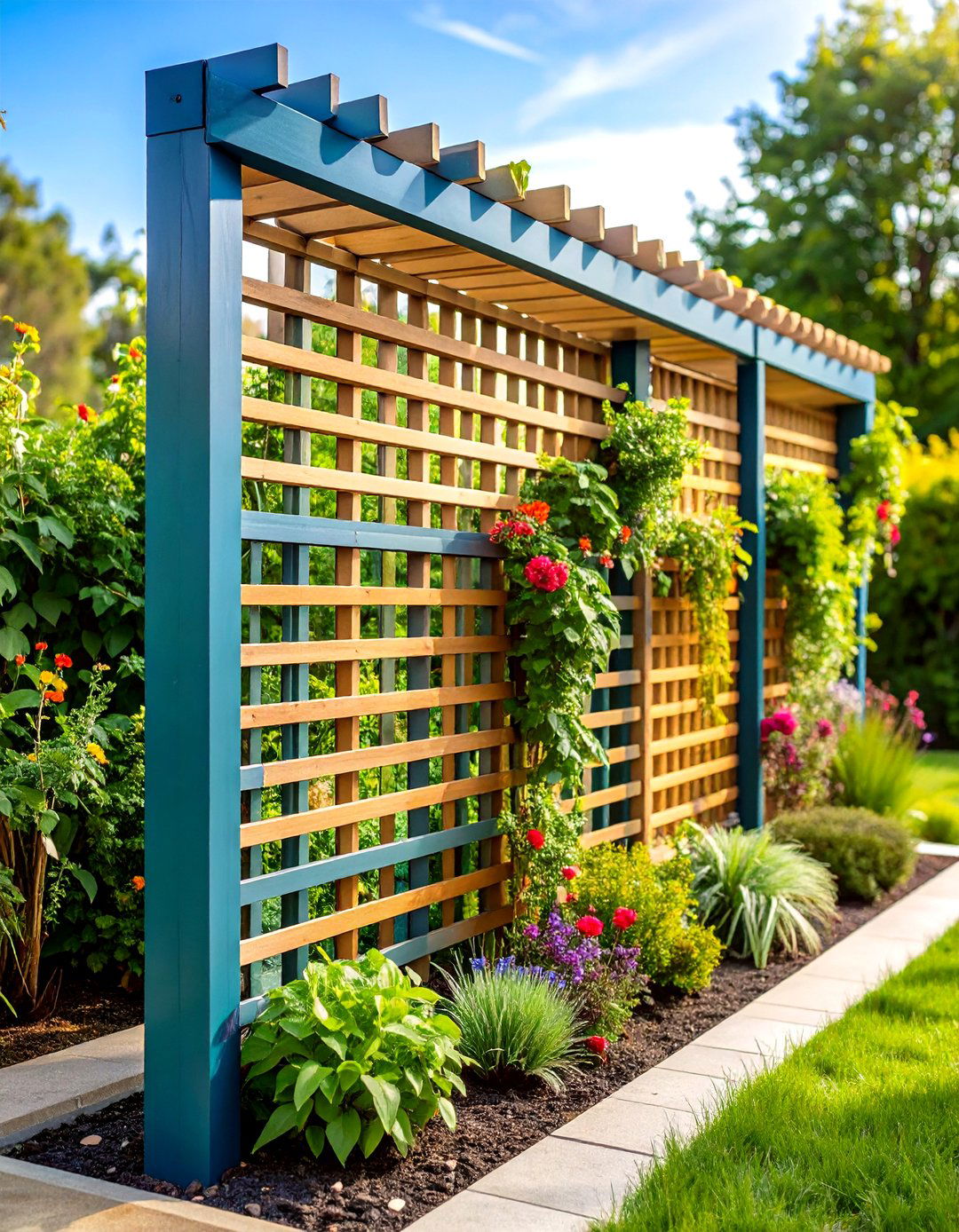 Minimalist Slatted Garden Trellis Screens - 20 Garden Trellis Ideas