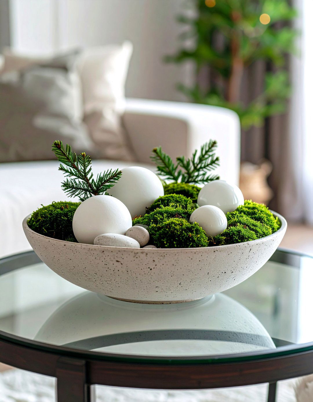 Minimalist Stone and Moss Dough Bowl - 20 Dough Bowl Decor Ideas