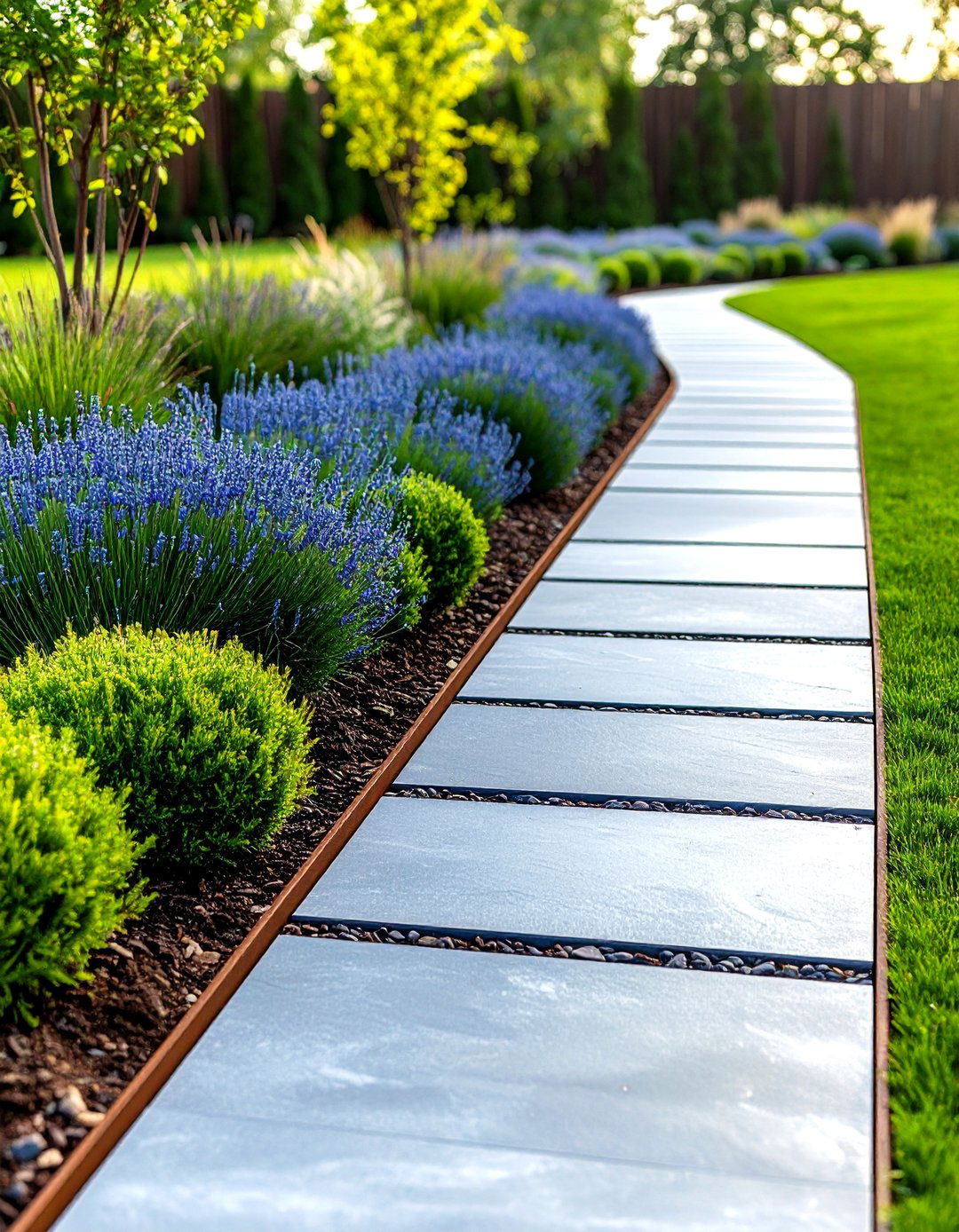 Minimalist Stone and Steel Driveway Layout - 20 Driveway Landscape Ideas