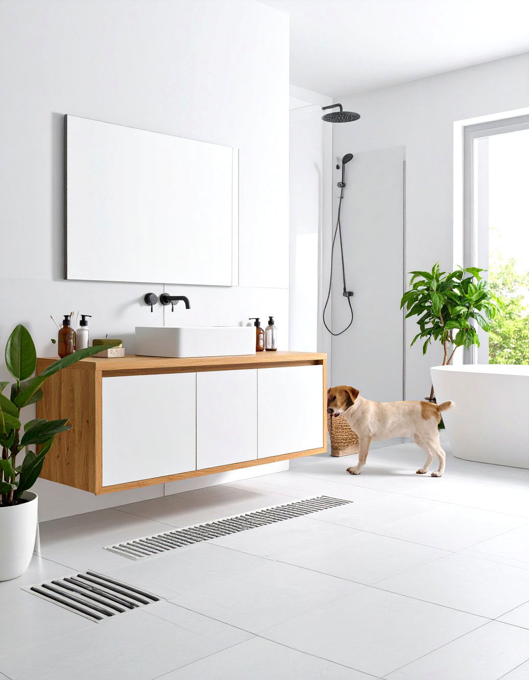 Minimalist Tile Dog Wash Station for Modern Interiors - 20 Dog Wash Station Ideas