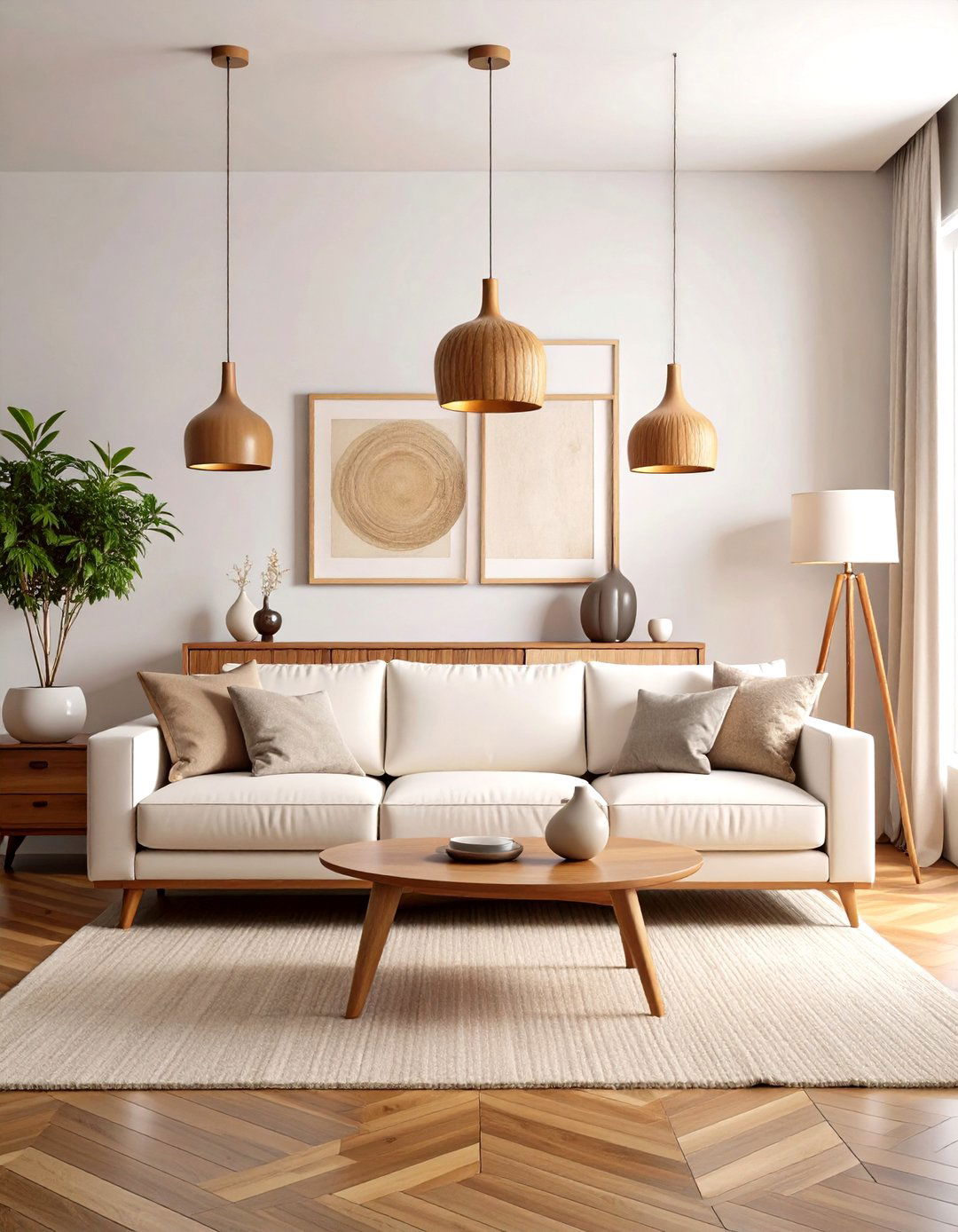 Minimalist Walnut and White Mid Century Modern Living Room - 20 Mid-Century Modern Living Room Ideas