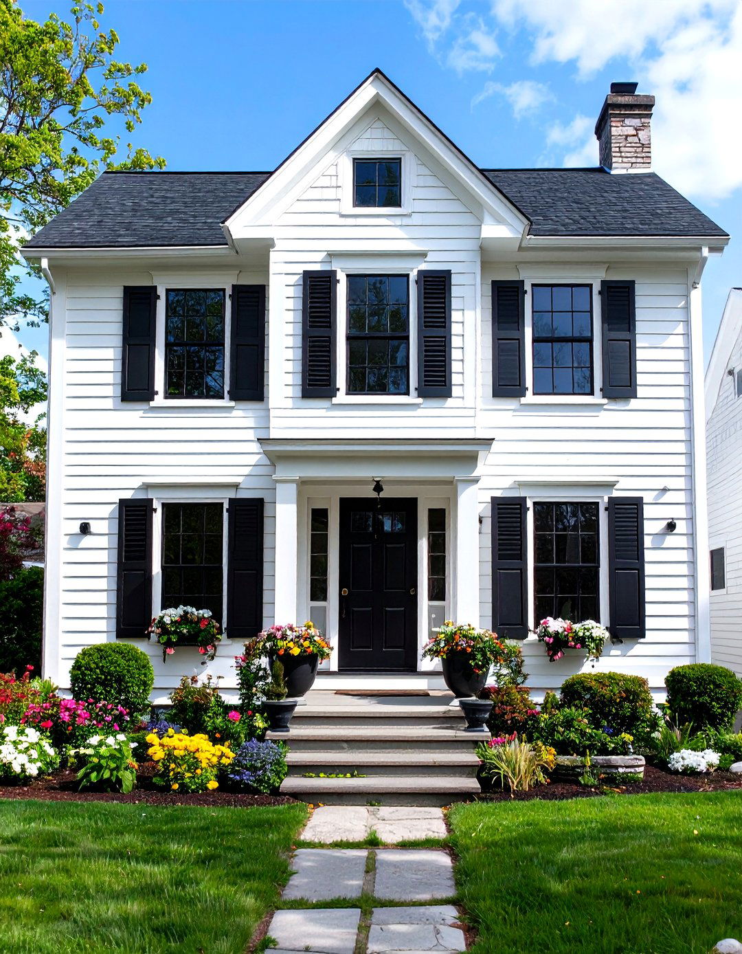 Minimalist White Cape Cod House with Black Trim - 20 Modern Cape Cod House Ideas