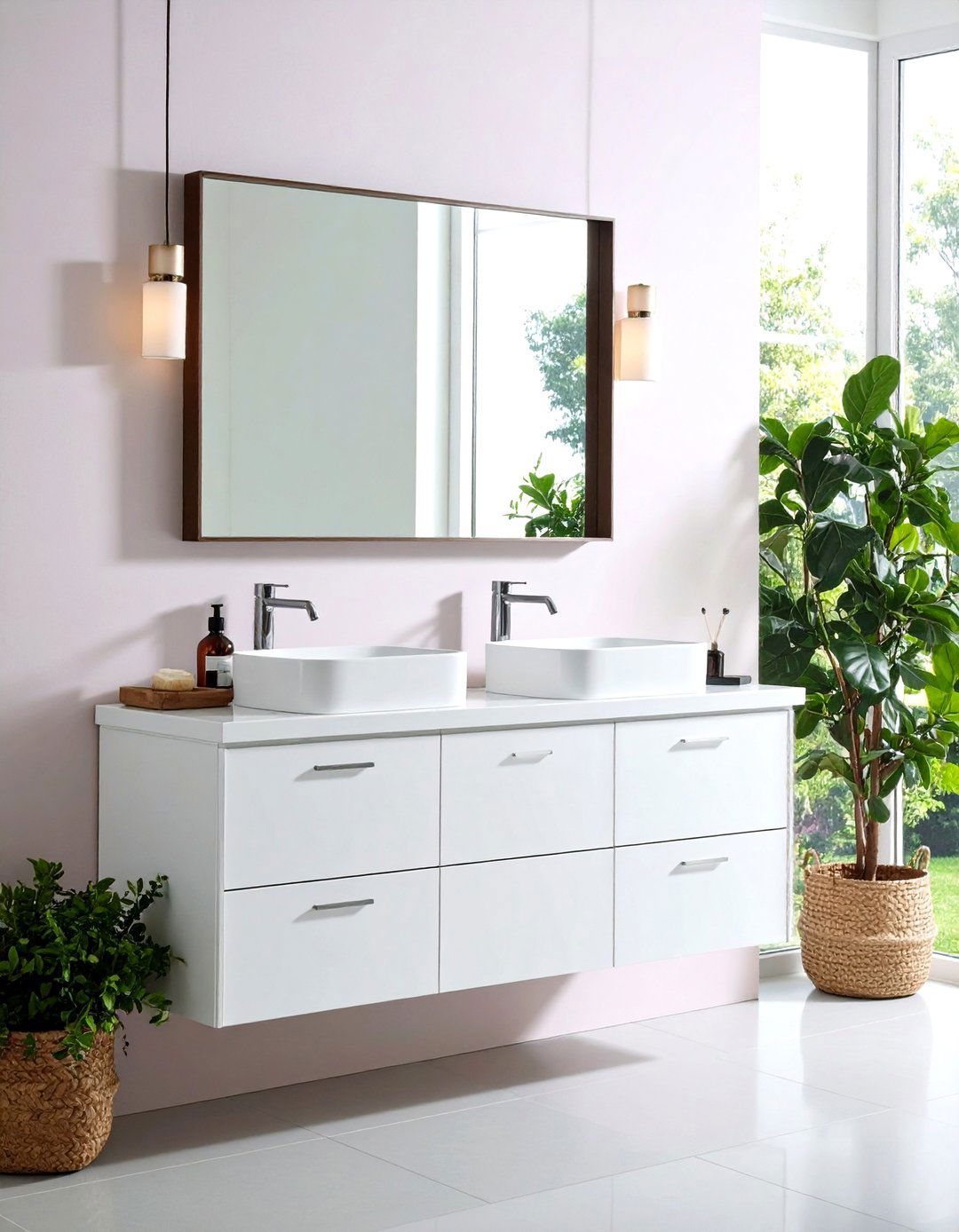 Minimalist White Floating Vanity Widens Tight Spaces - 20 Floating Vanity Bathroom Ideas