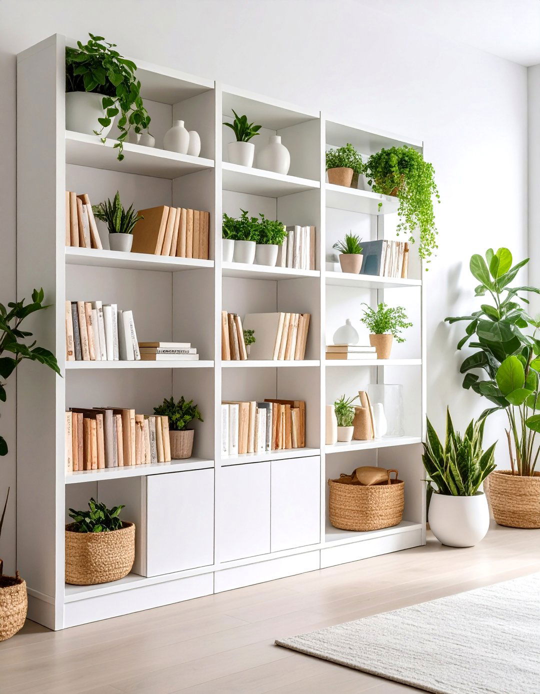Minimalist White Living Room Bookshelf Theme - 20 Living Room Bookshelf Ideas