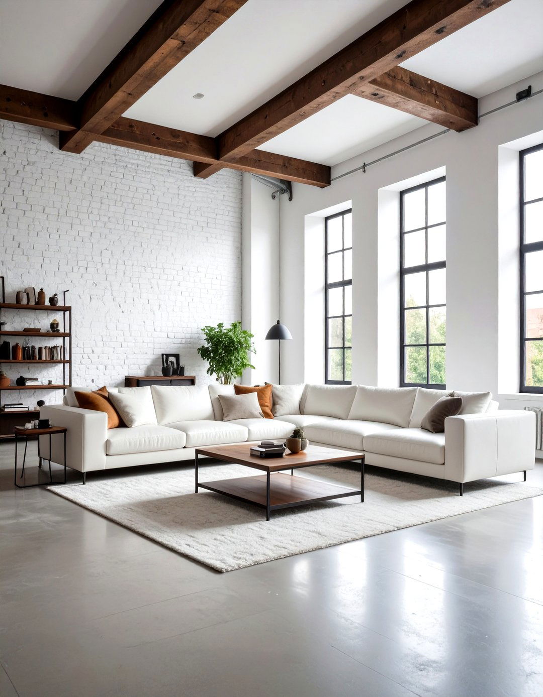 Minimalist White Loft Style Living Room - 20 Loft-style Living Room Ideas