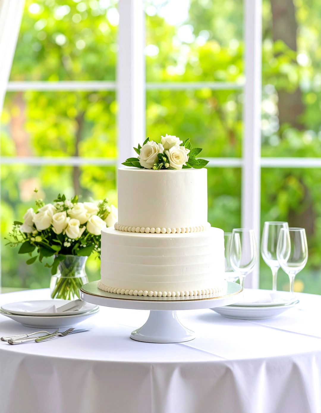 Minimalist White Two Tier - 20 Small Wedding Cake Ideas