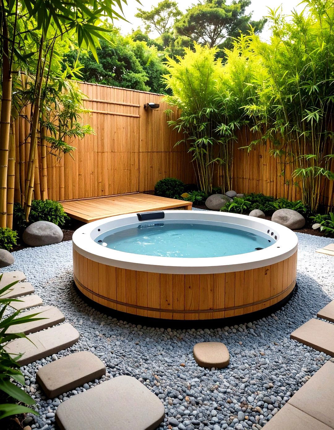 Minimalist Zen Garden Setting - 20 Sunken Hot Tub Ideas