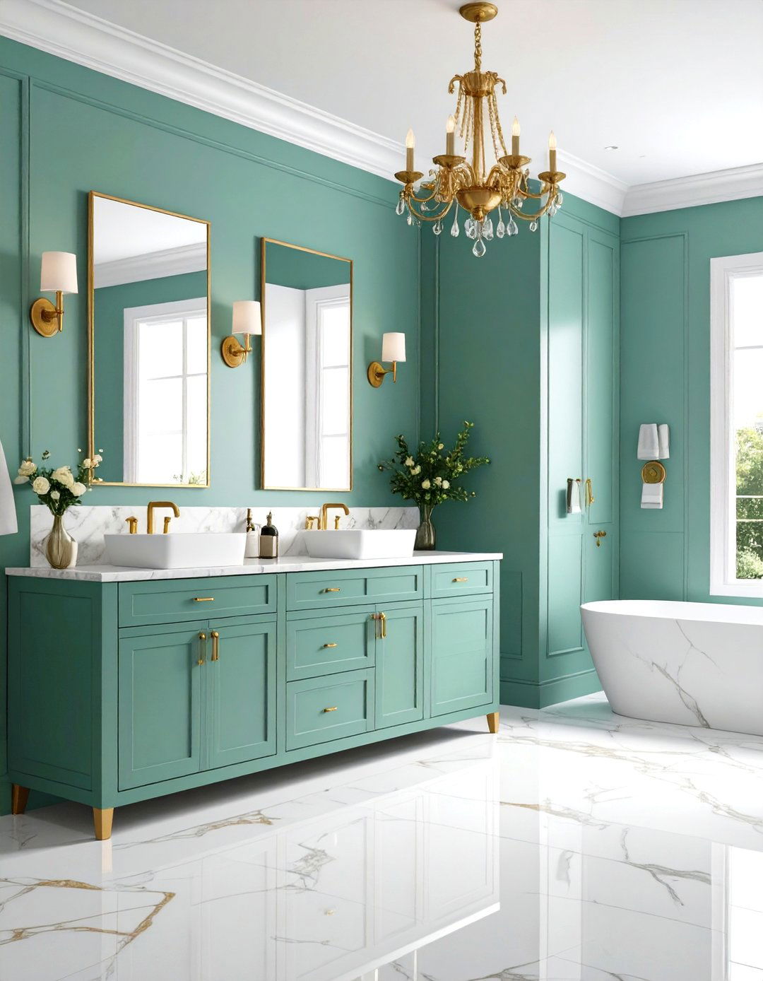Mint Green Bathroom Brass Accent Luxury - 20 Mint Green Bathroom Ideas