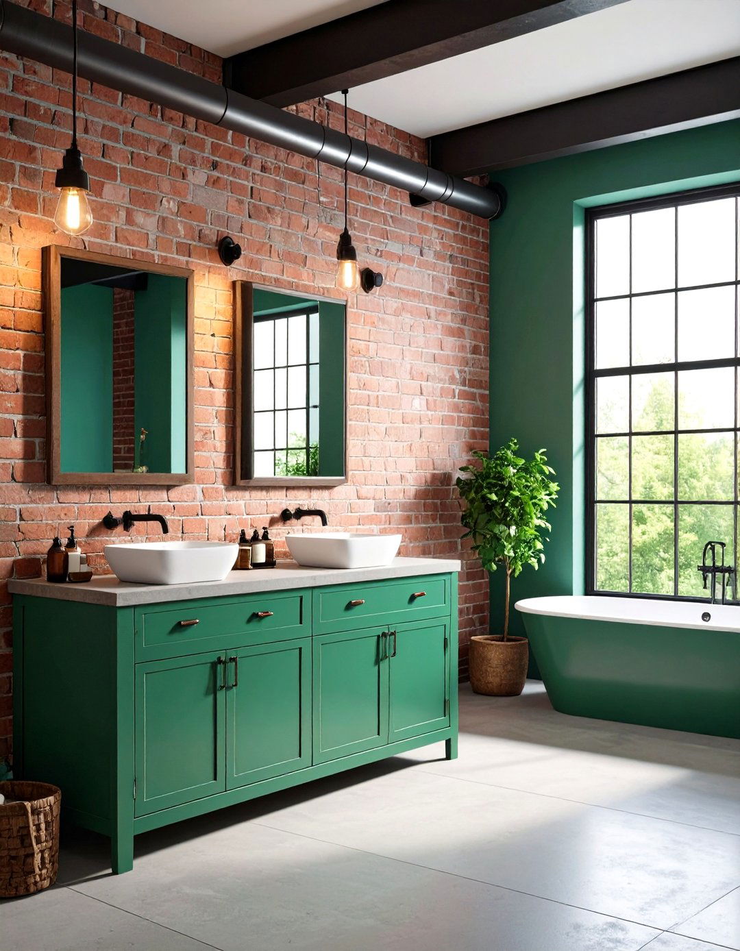 Mint Green Bathroom Industrial Concrete - 20 Mint Green Bathroom Ideas