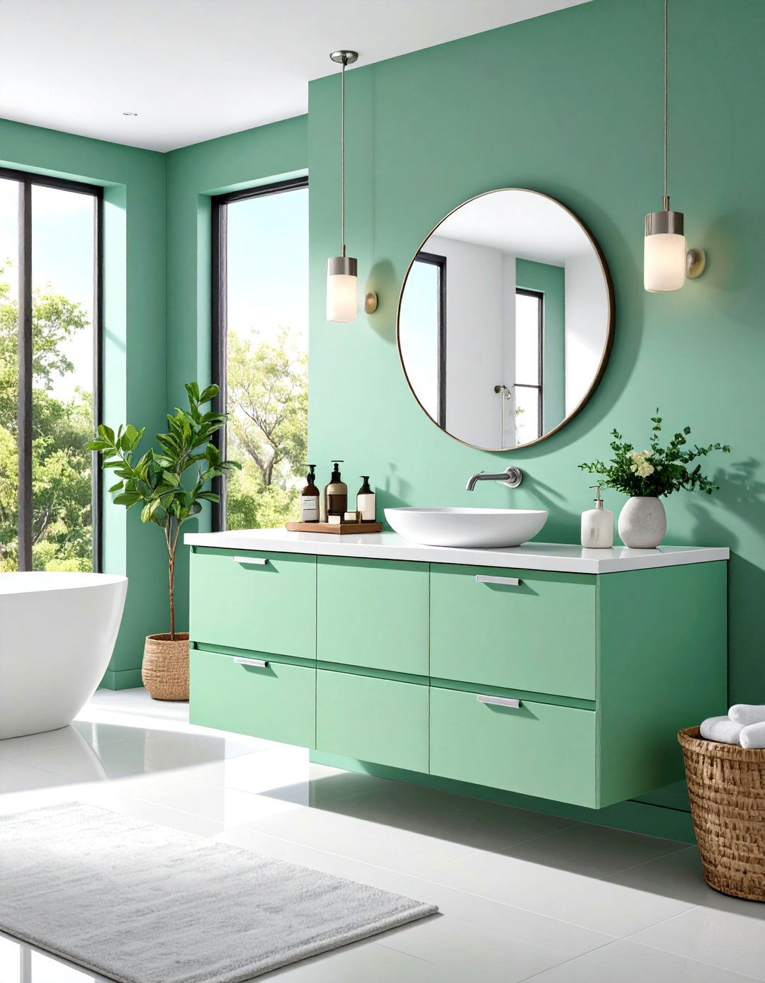 Mint Green Bathroom Modern Floating Vanity - 20 Mint Green Bathroom Ideas