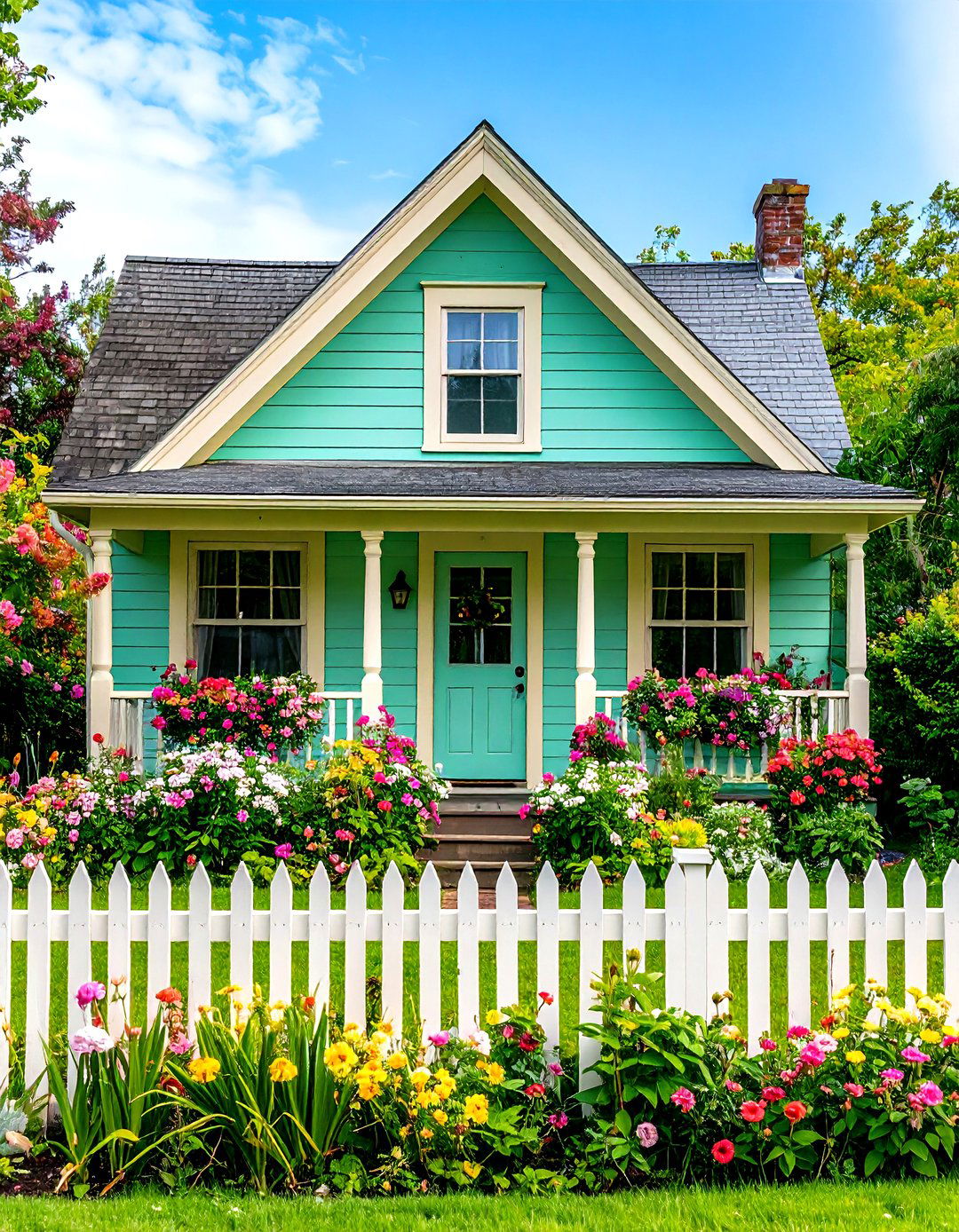 Mint Green Farmhouse Cottage Exteriors - 20 Farmhouse Green Exterior Home Ideas