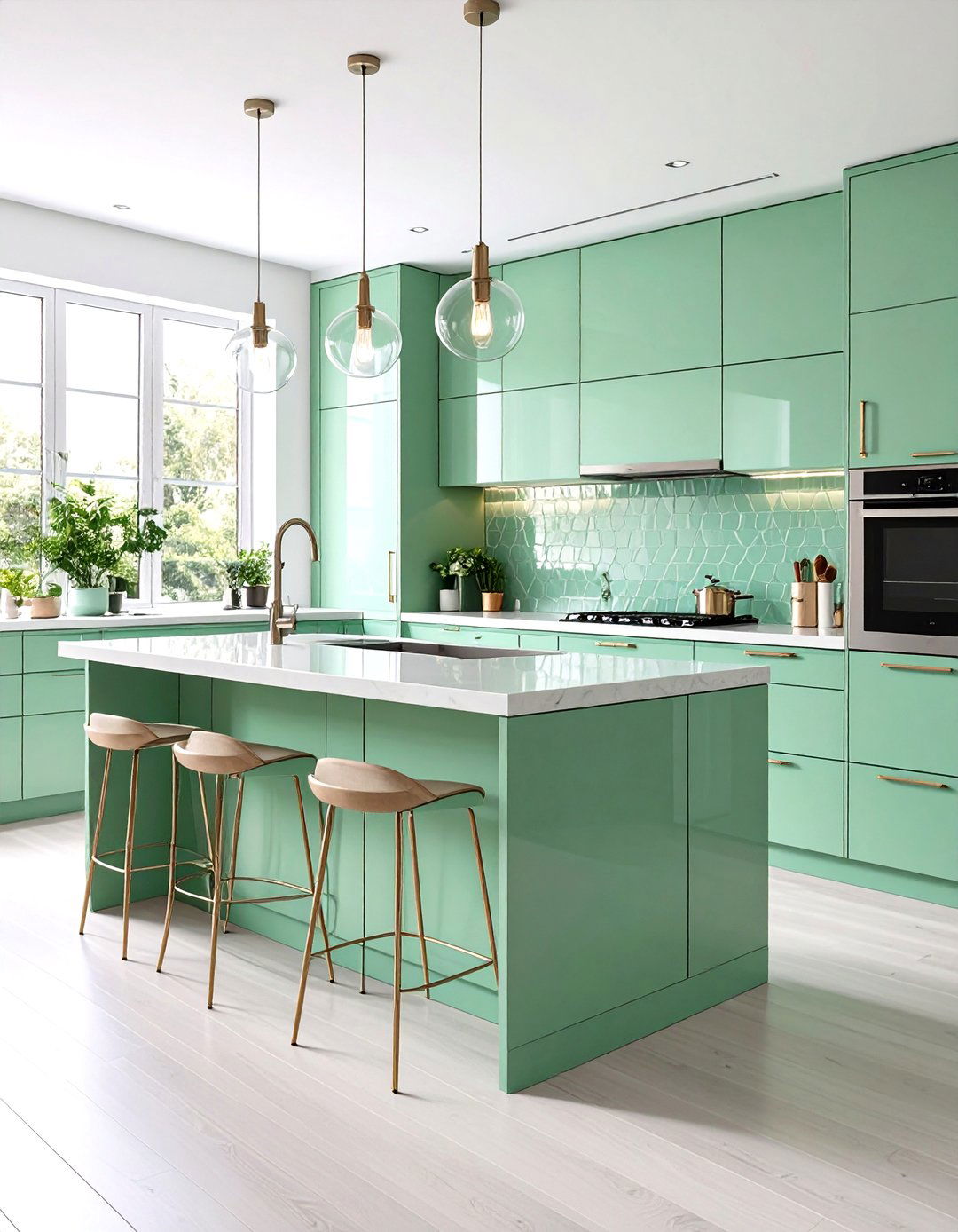 Mint Green Kitchen Contemporary Glass Design - 20 Mint Green Kitchen Ideas