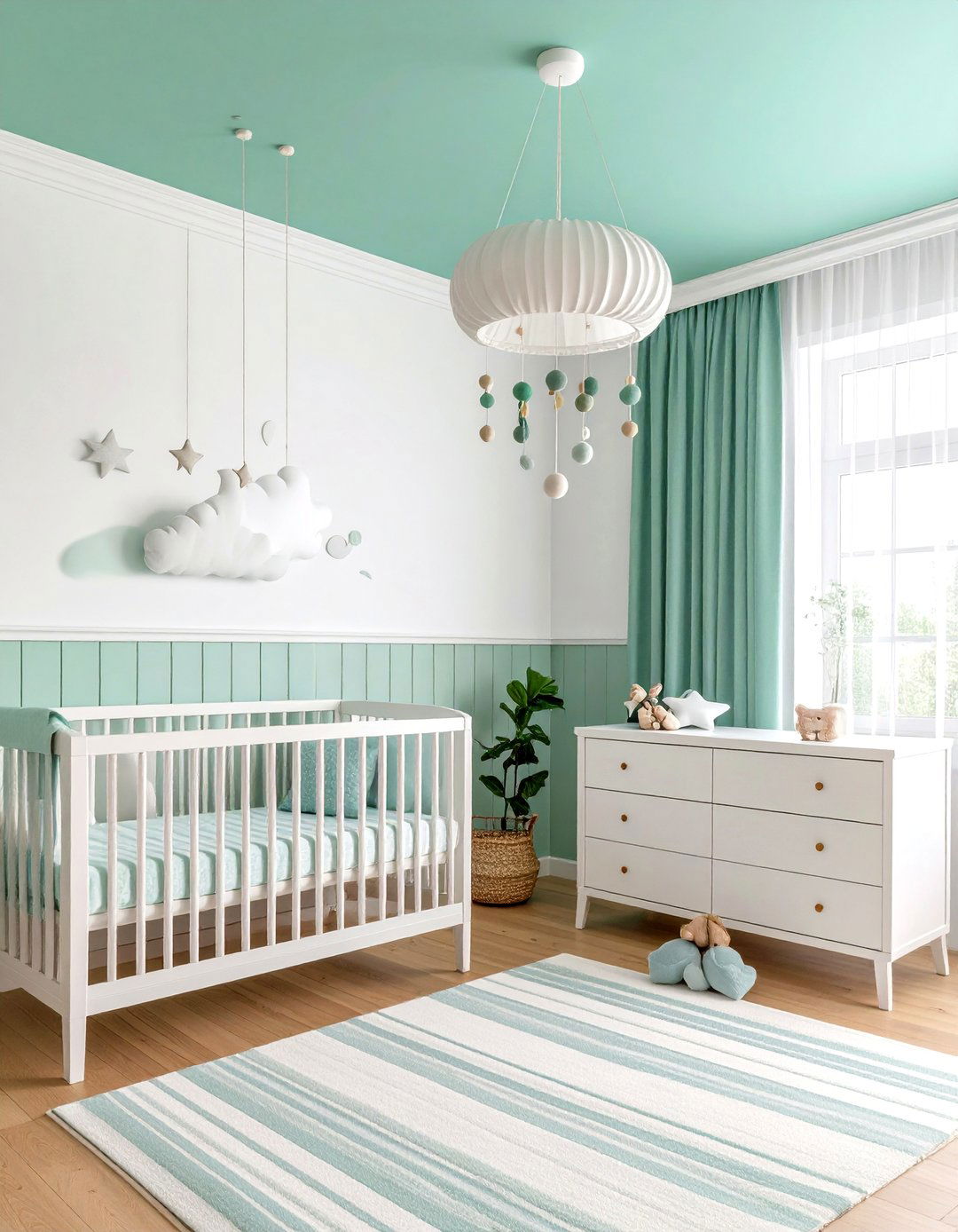 Mint Green Nursery Ceiling Calms Bedtime - 20 Green Ceiling Ideas