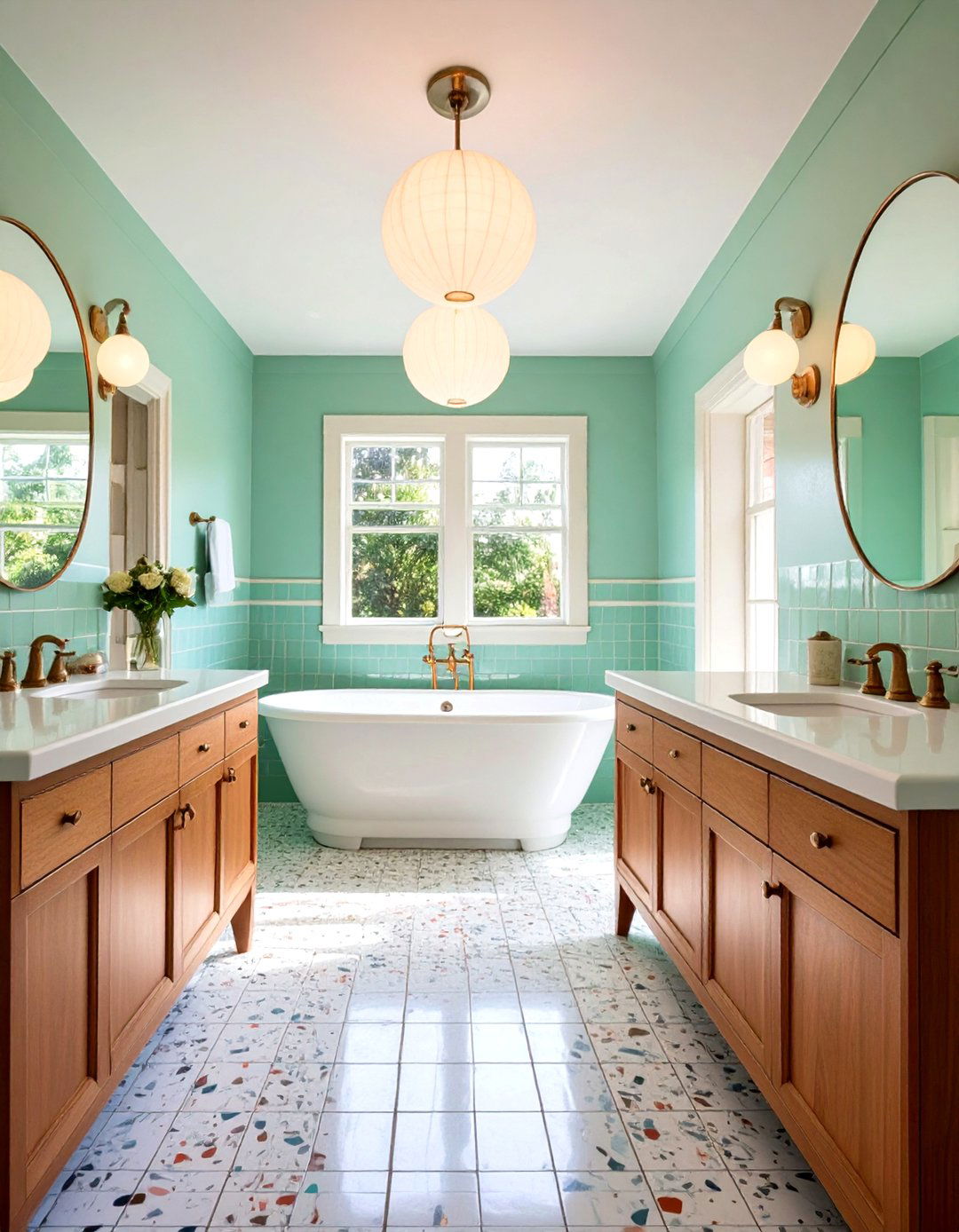 Mint Green Tile Bathroom Mid Century Revival - 20 Green Tile Bathroom Ideas