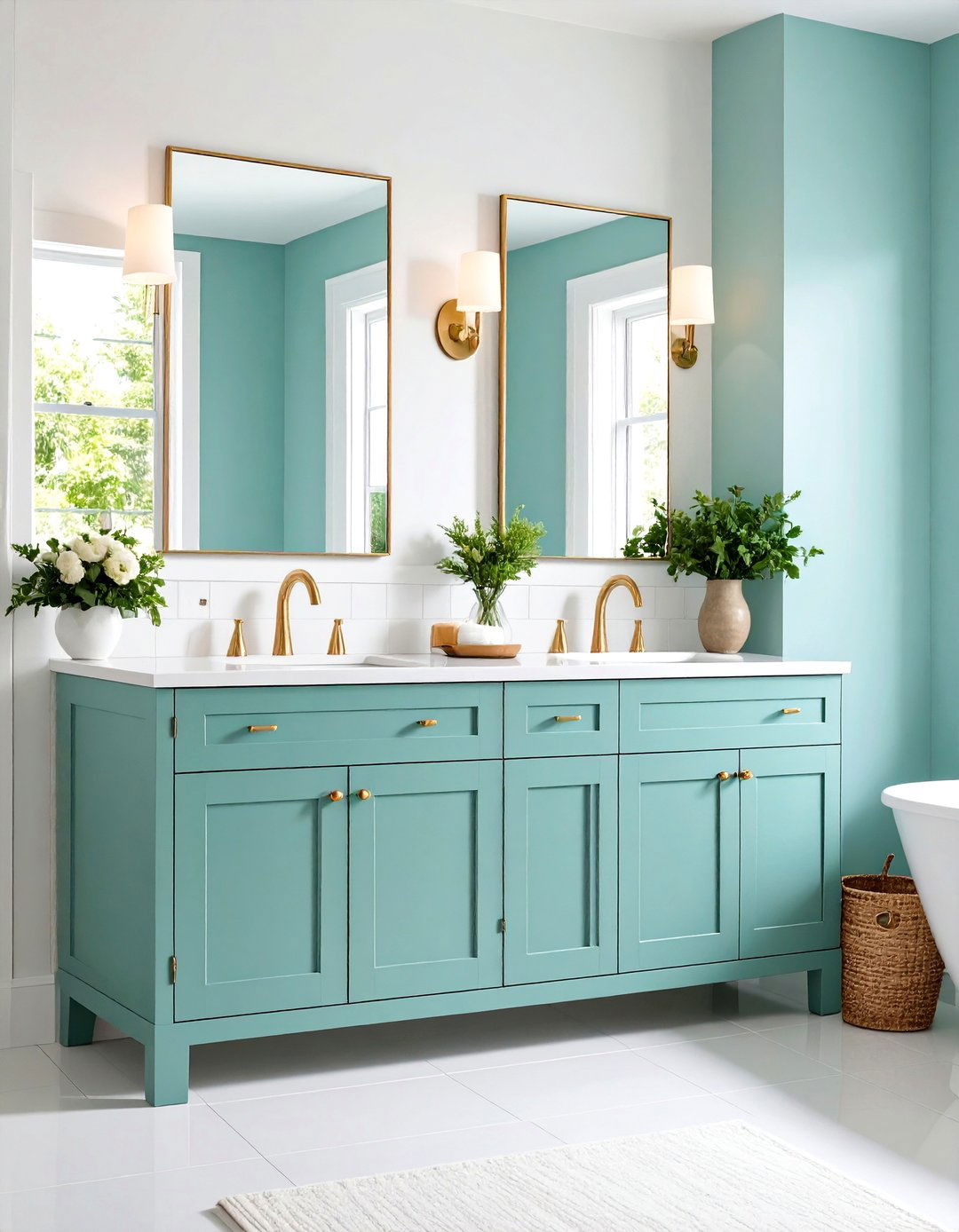 Mint Green Vanity for a Fresh Morning Boost - 20 Green Bathroom Ideas