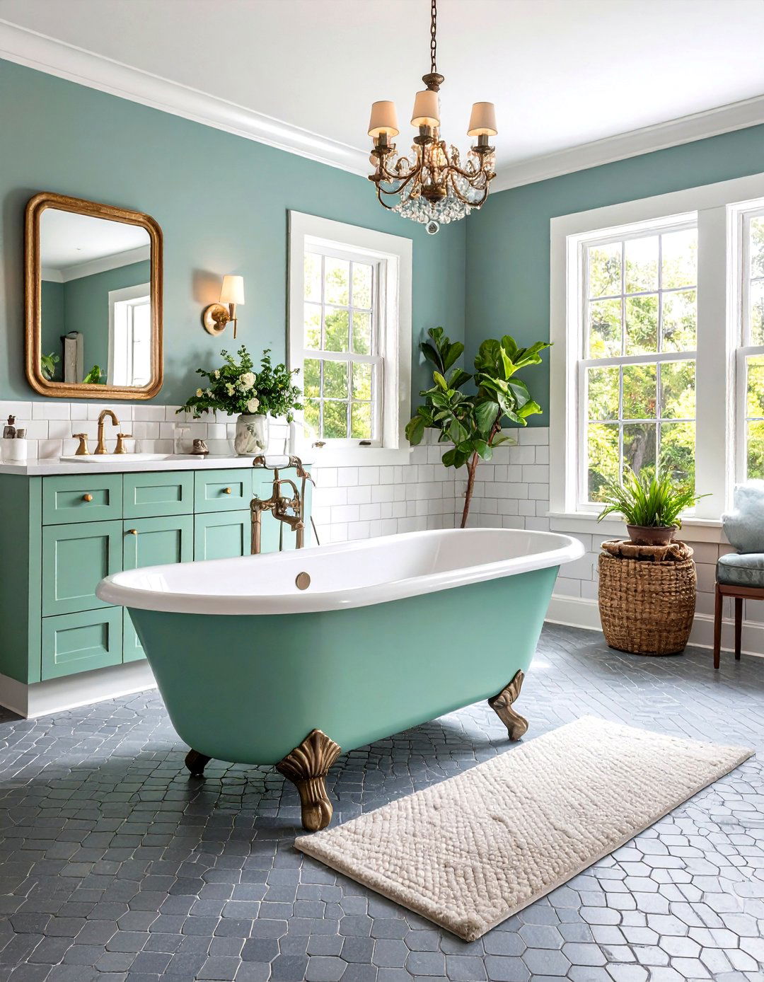 Mint Green Vintage Fixtures - 20 Small Green Bathroom Ideas