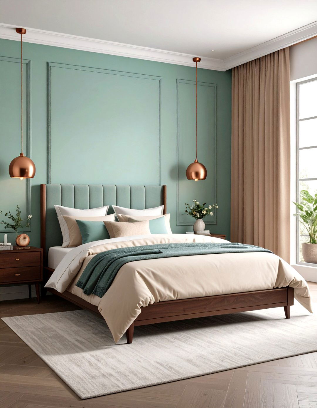 Mint Green and Walnut Brown Bedroom - 20 Green and Brown Bedroom Ideas