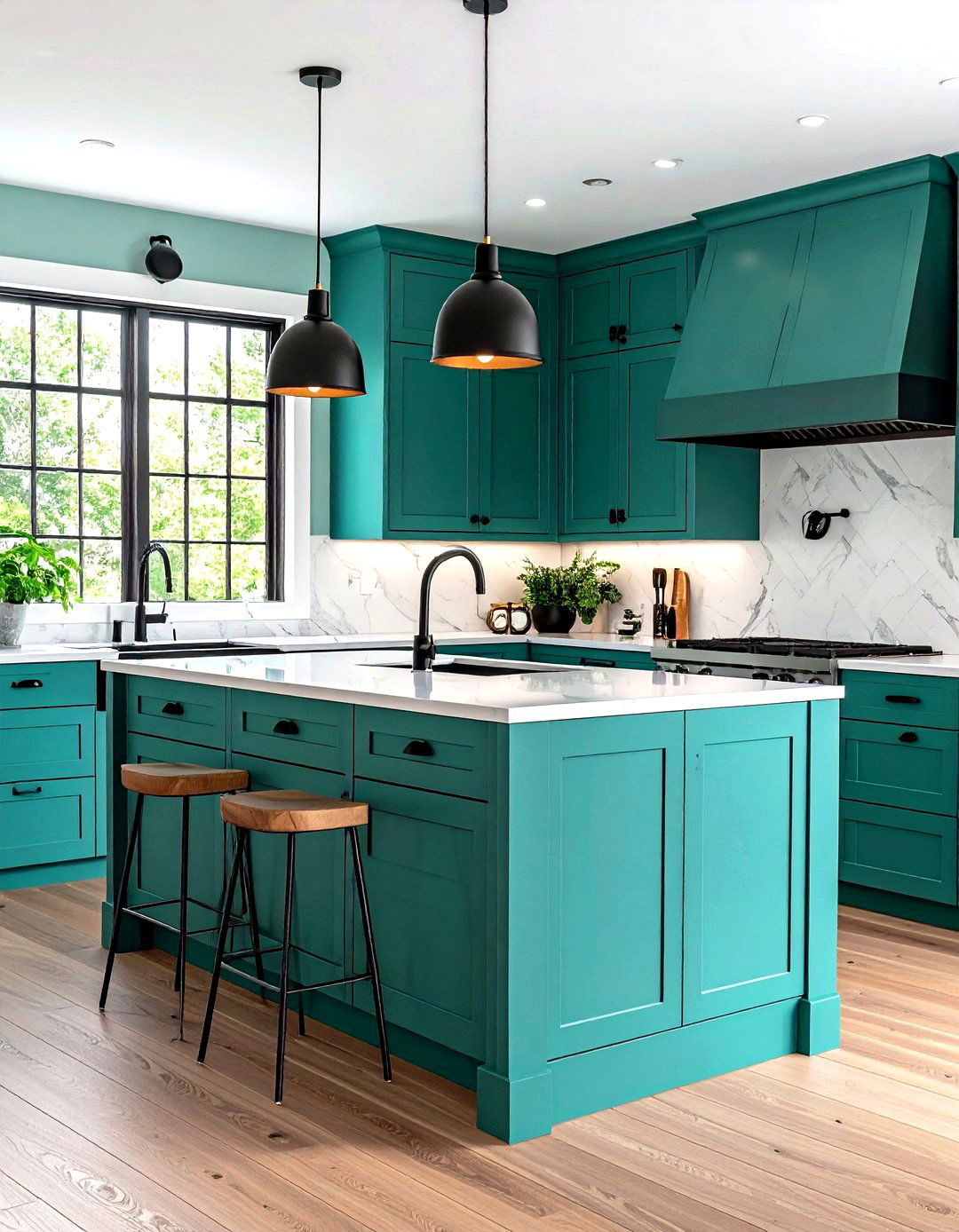 Mint Kitchen Decor with Matte Black Fixtures - 20 Mint Kitchen Decor Ideas