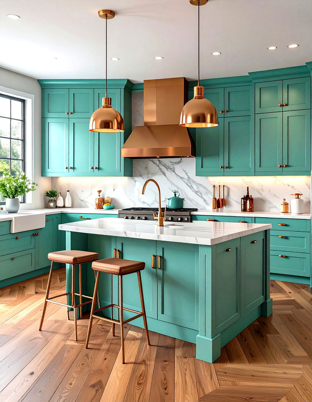 Mint Kitchen Decor with Mixed Metallic Hardware - 20 Mint Kitchen Decor Ideas