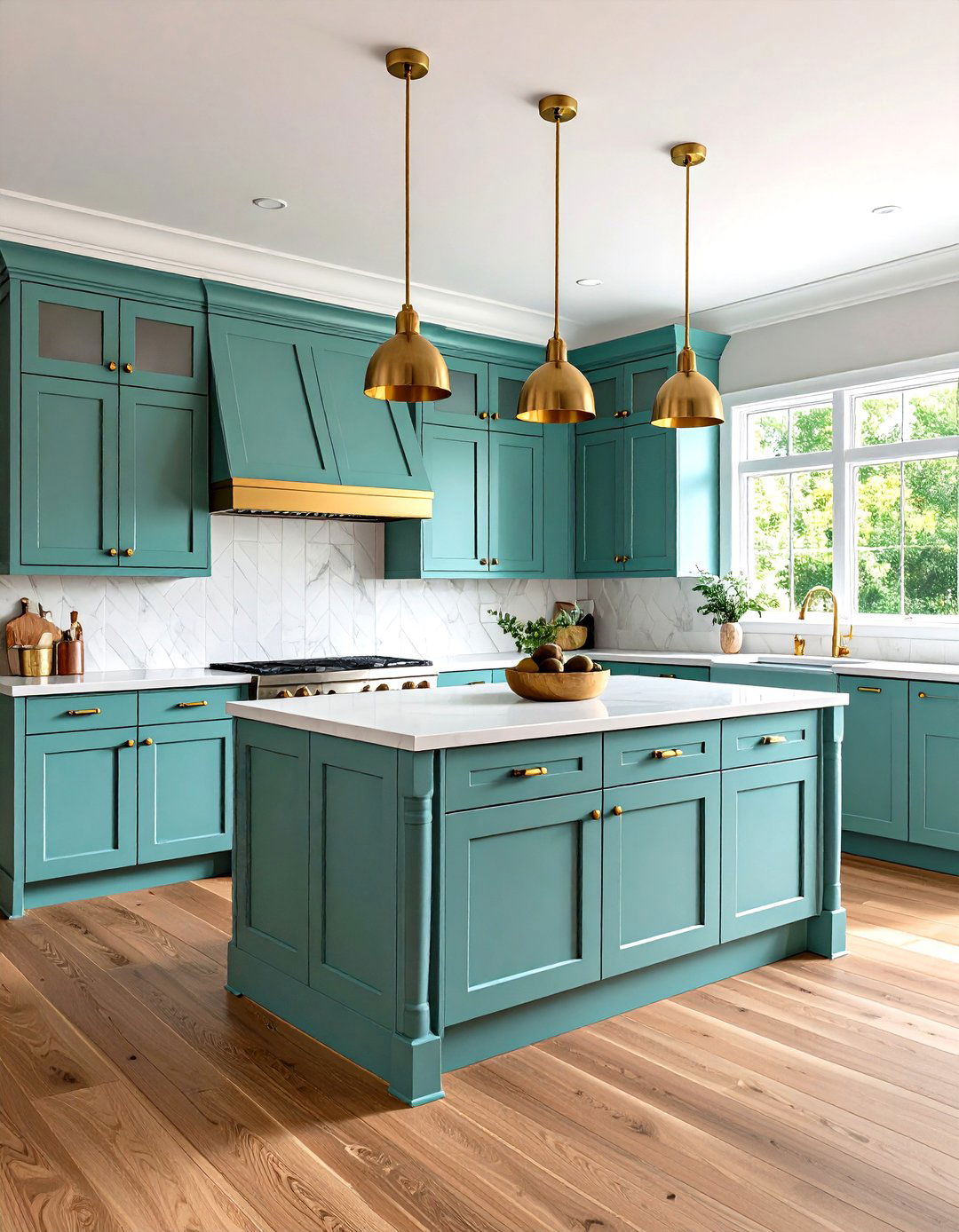 Mint Kitchen Decor with Shaker Style Cabinets and Brass Hardware - 20 Mint Kitchen Decor Ideas