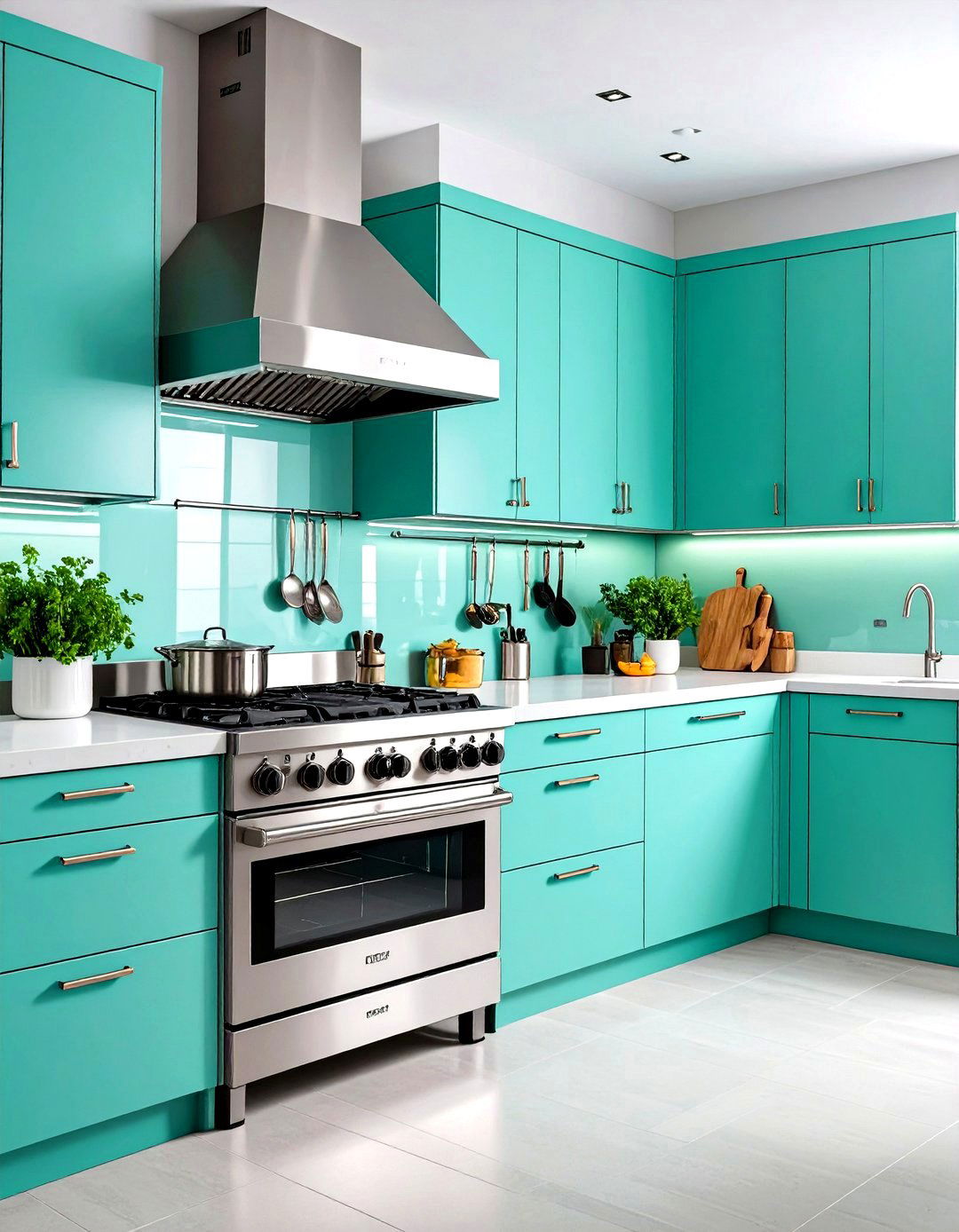 Mint Kitchen Decor with Stainless Steel Appliances and Fixtures - 20 Mint Kitchen Decor Ideas
