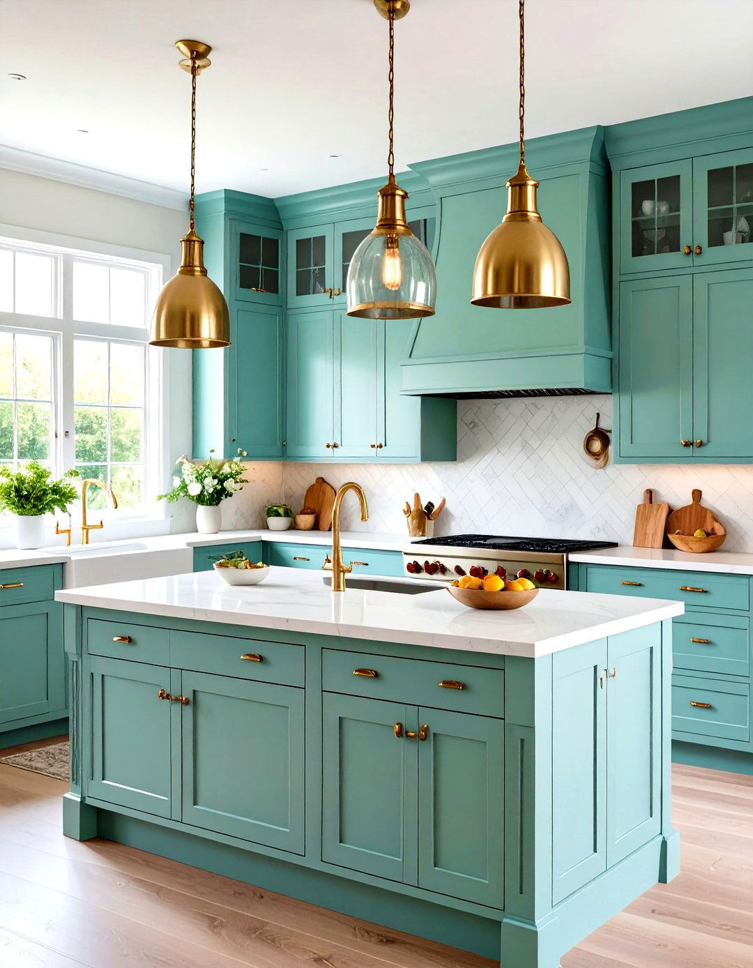 Mint Kitchen Decor with Vintage Style Pendant Lighting - 20 Mint Kitchen Decor Ideas