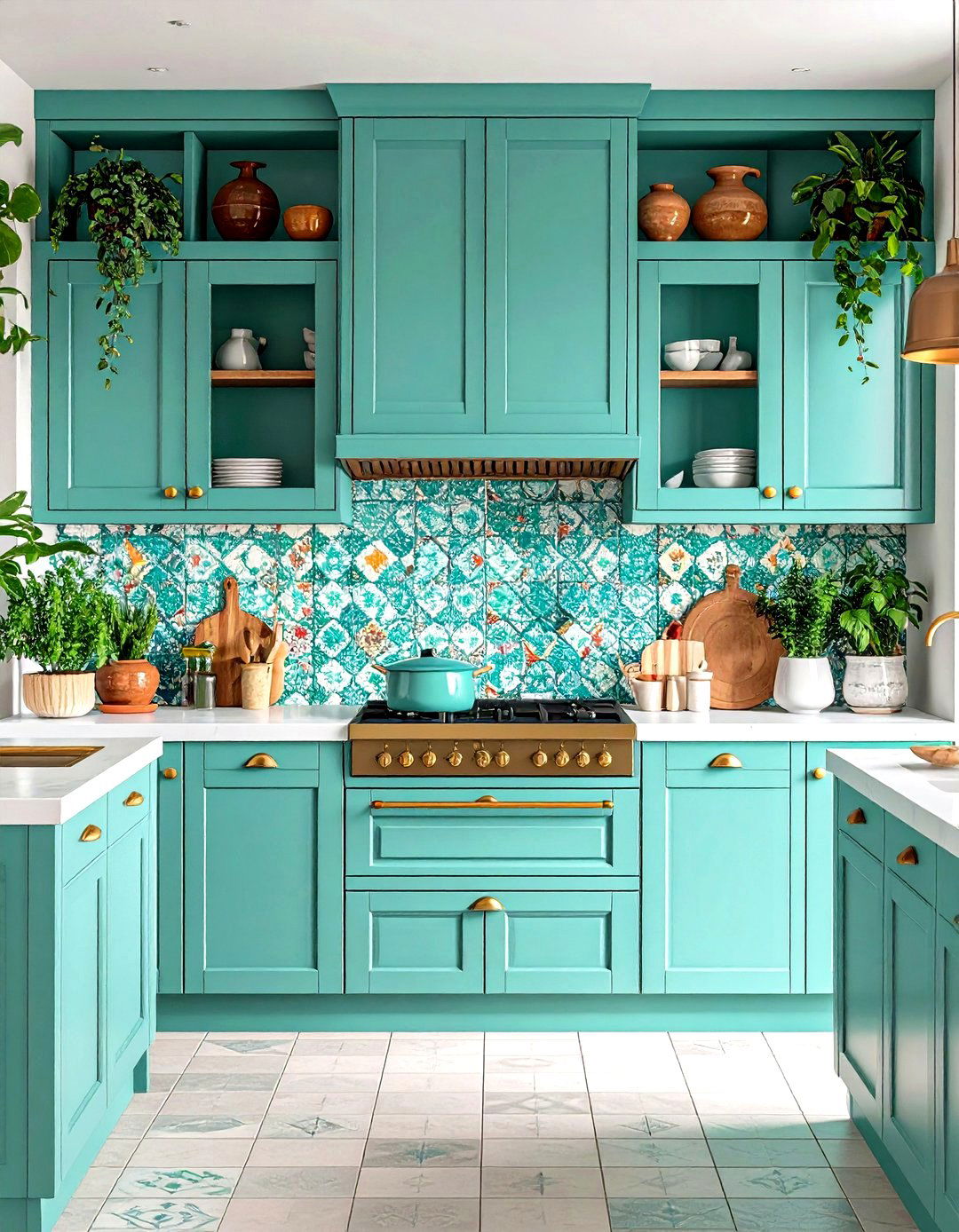 Mint Kitchen Decor with Zellige Tile Backsplash - 20 Mint Kitchen Decor Ideas