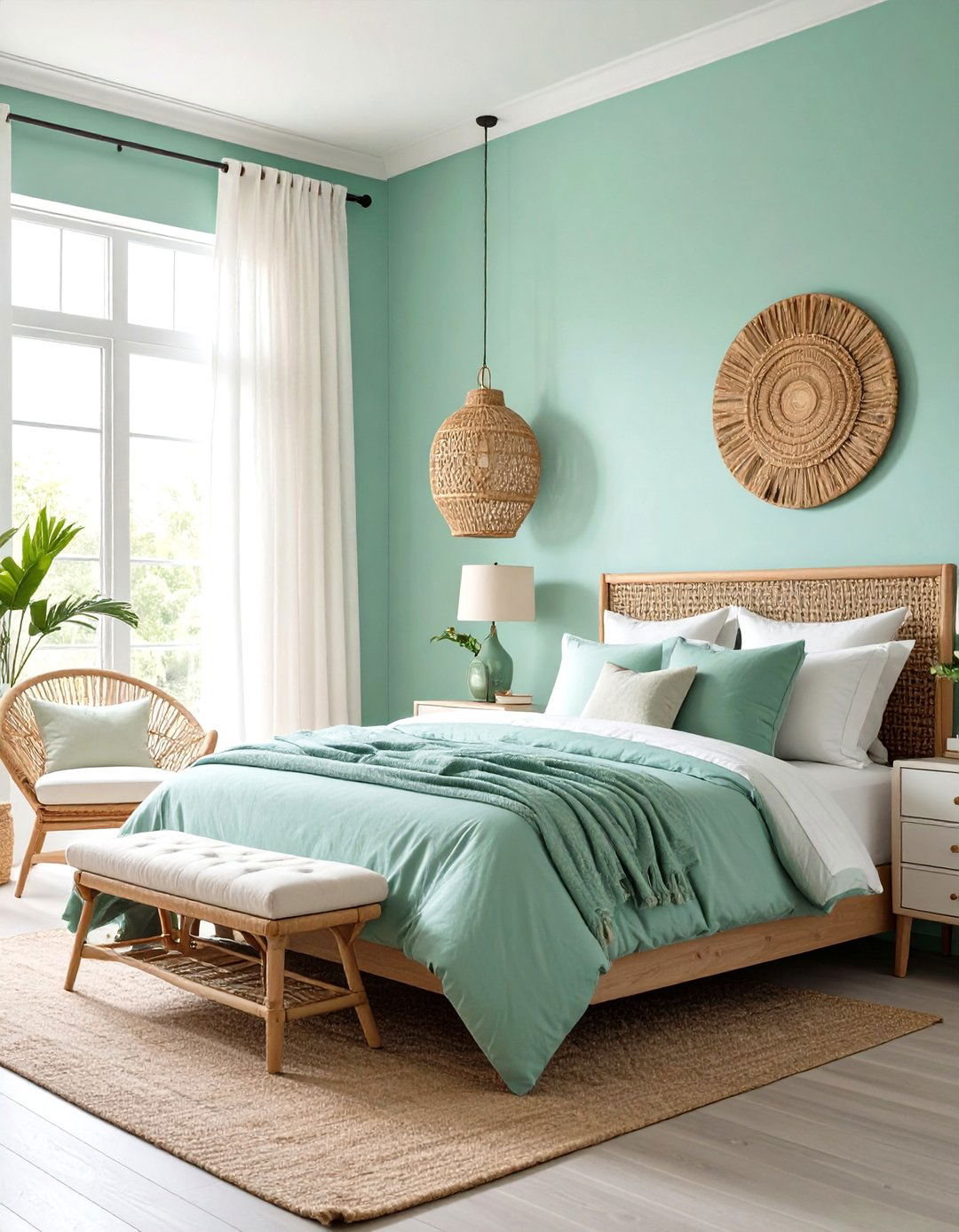 Mint and White Green Bedroom for Airy Minimalists - 20 Green Bedroom Ideas