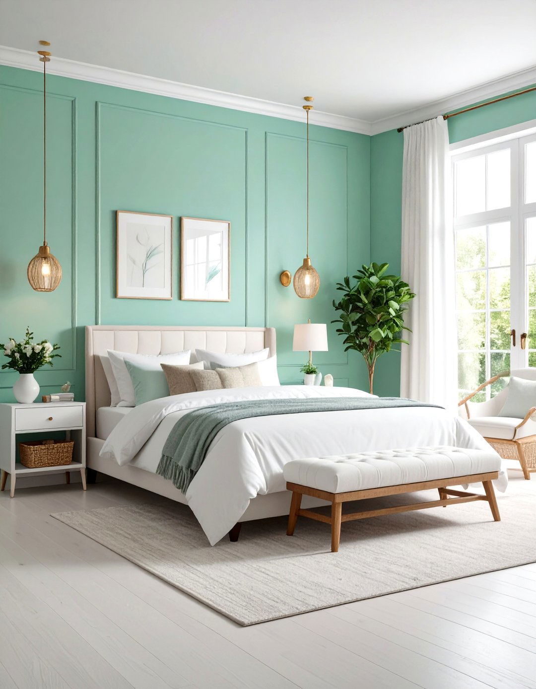 Mint and White Light Green Bedroom Freshness - 20 Light Green Bedroom Ideas