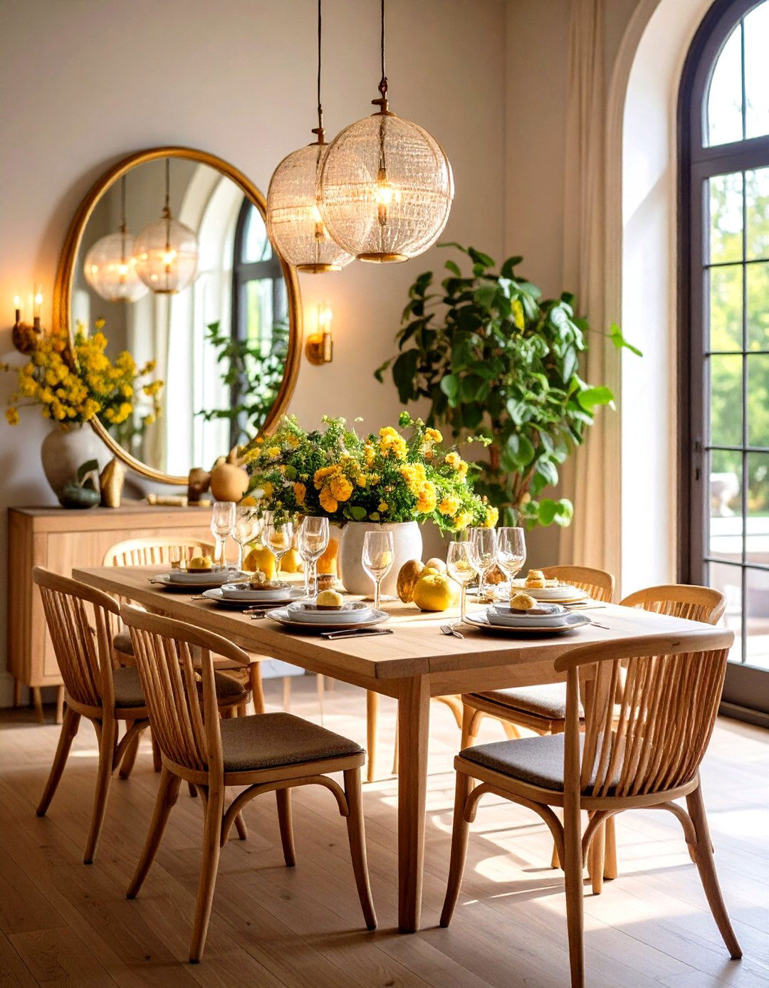 Mirror Enhanced Fixtures - 20 Small Dining Room Lighting Ideas