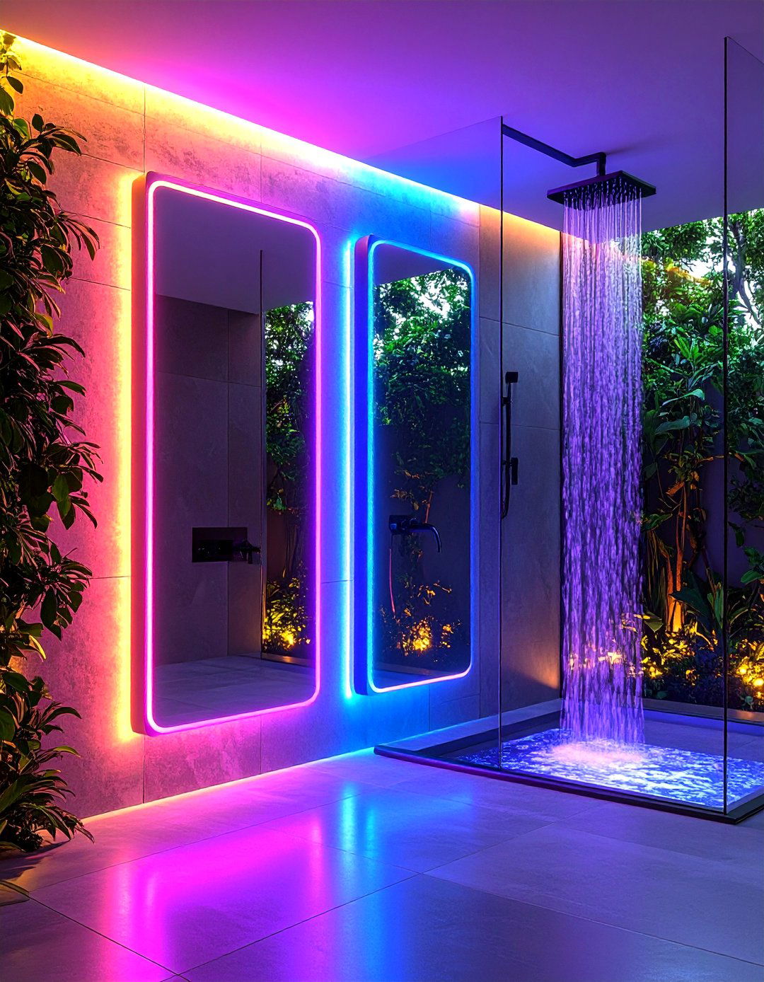 Mirror Integrated Lighting - 20 Shower Lighting Ideas