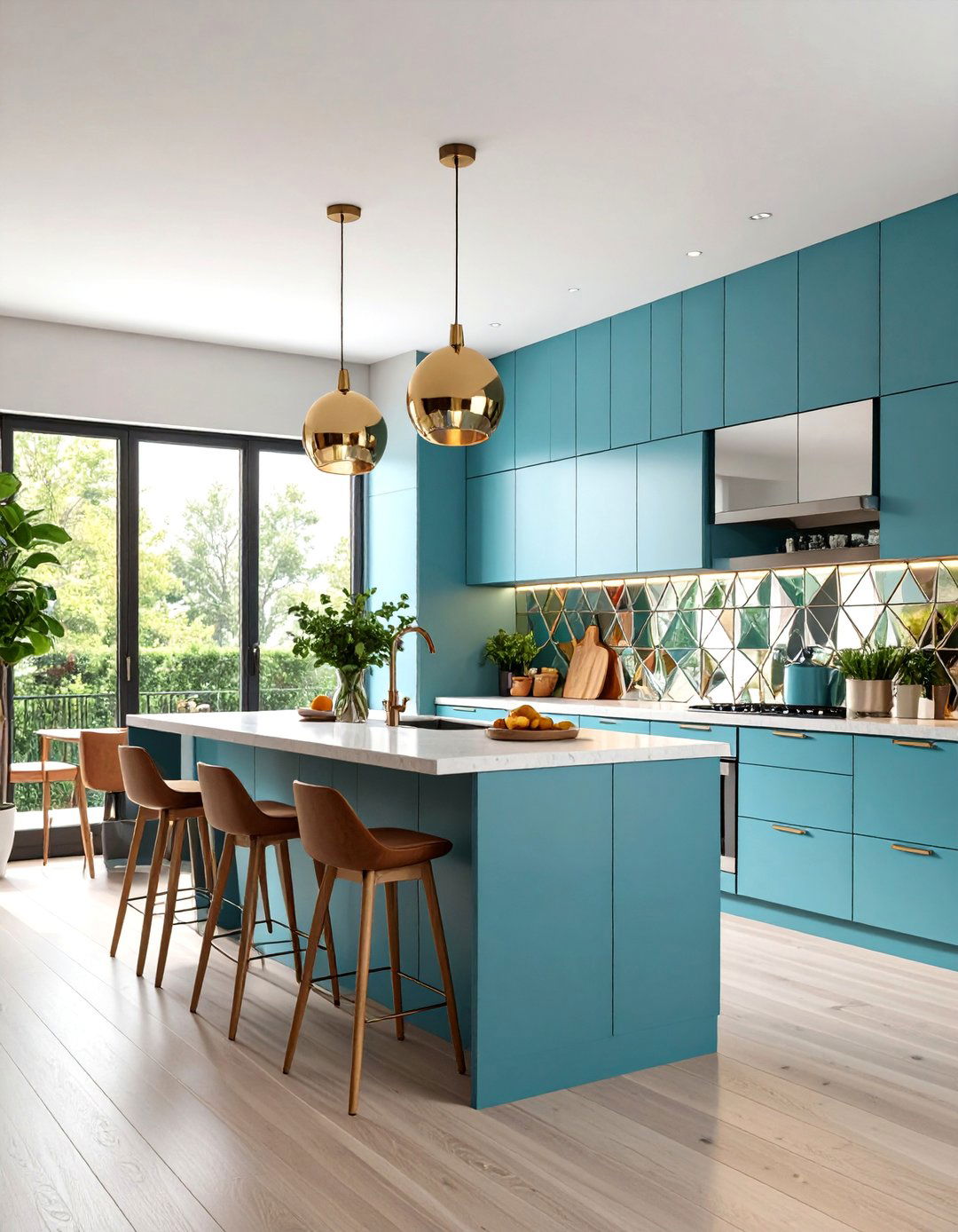 Mirror Kitchen Accent Wall with Space Enhancing Brilliance - 20 Kitchen Accent Wall Ideas