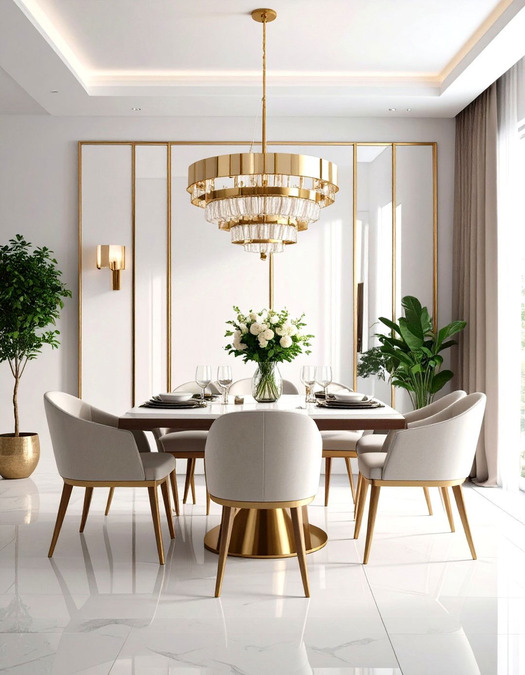 Mirror Panel Reflective Accent Wall - 20 Dining Room Accent Wall Ideas