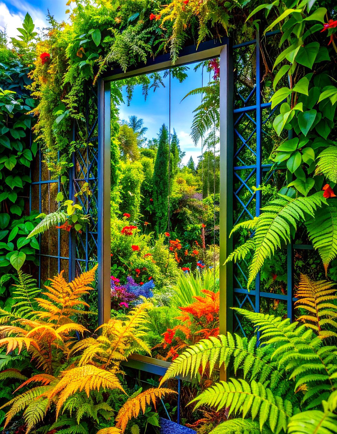 Mirror Panels Behind a Vertical Garden Multiply Greenery - 20 Garden Mirror Ideas