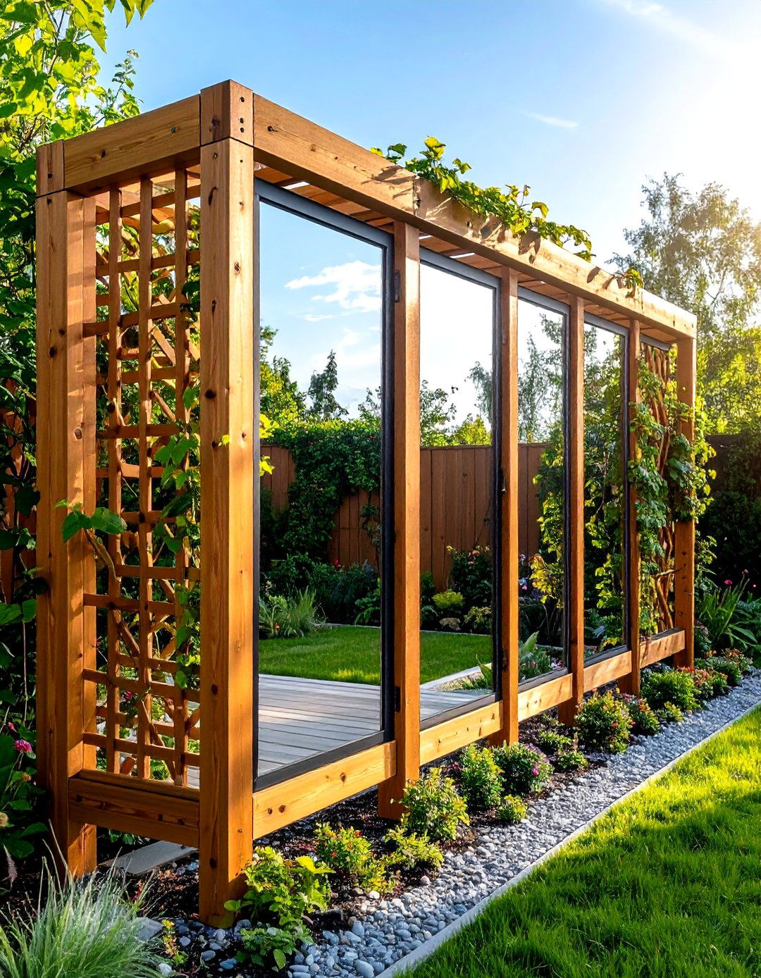 Mirror Trellis Garden Divider - 20 Garden Divider Ideas