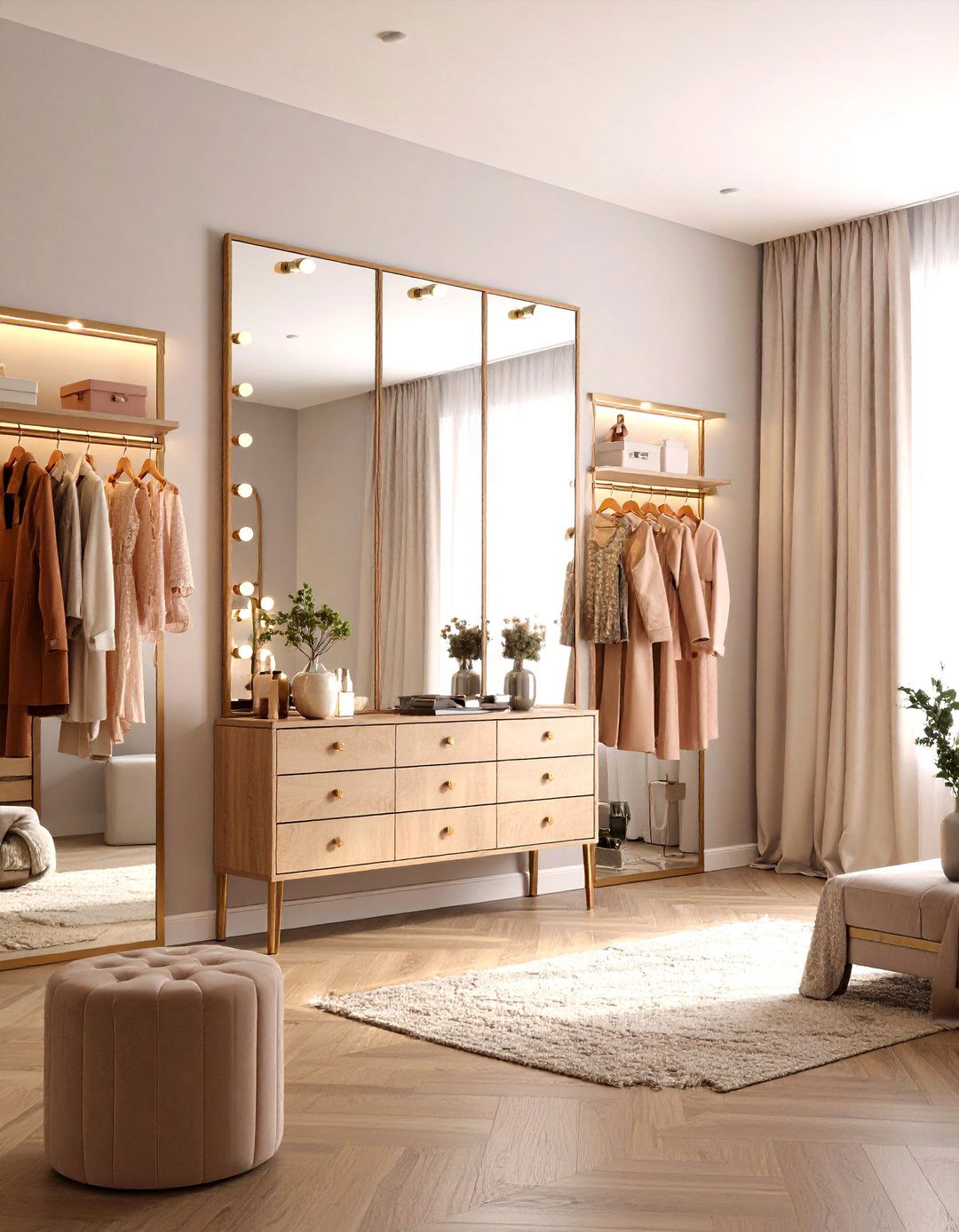 Mirror Wall Dressing Room Illusion - 20 Dressing Room Ideas