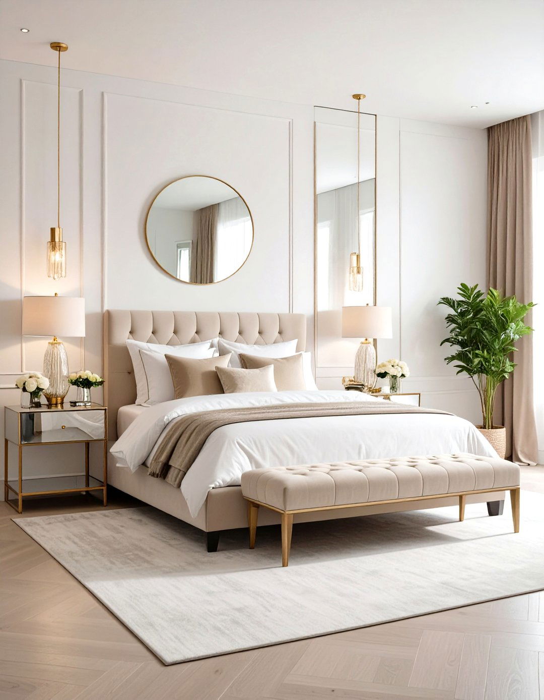 Mirror and Glass White and Cream Bedroom Reflections - 20 White and Cream Bedroom Ideas