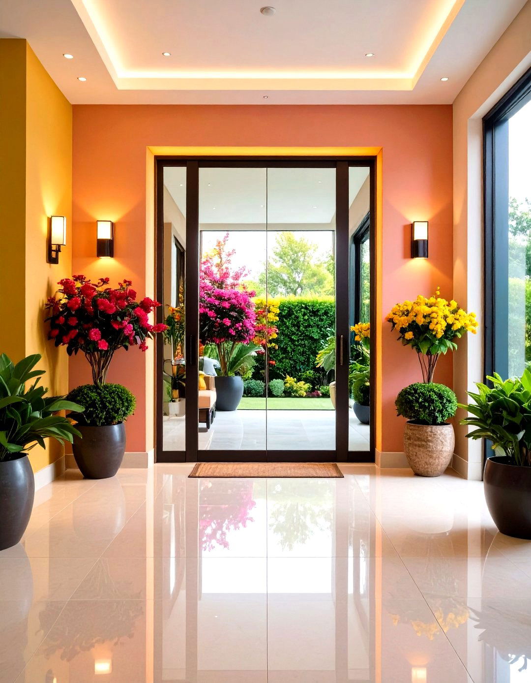 Mirror and Lighting Combination Modern Entryway - 20 Modern Entryway Ideas
