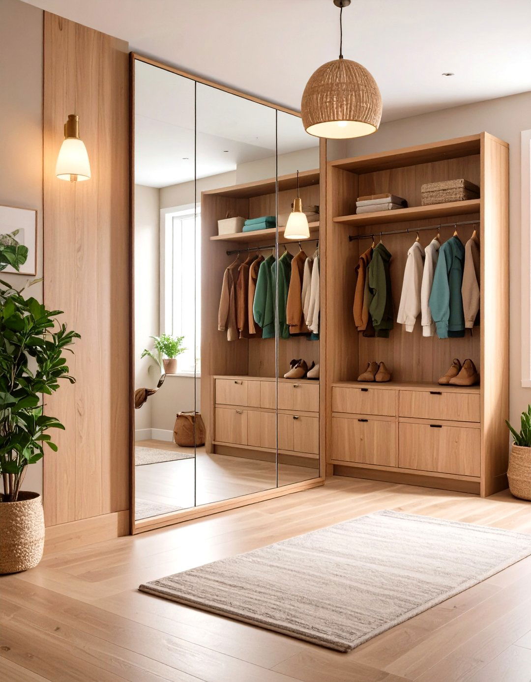 Mirror and Strategic Lighting - 20 Small Mudroom Ideas