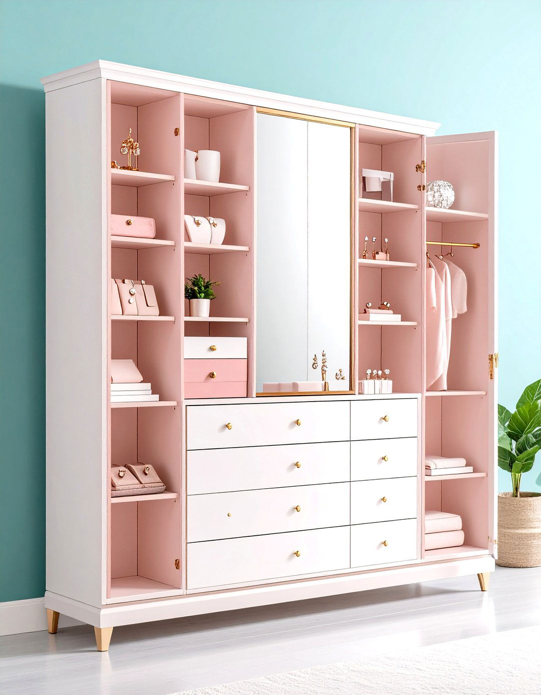 Mirrored Armoire Earring Storage Cabinet - 20 Earring Storage Ideas