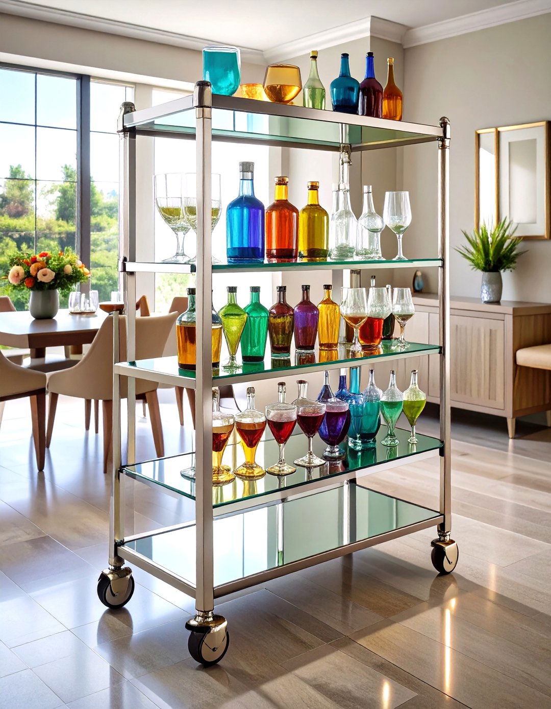 Mirrored Bar Carts Add Entertaining Flair to Glam Interior Design - 20 Glam Interior Design Ideas